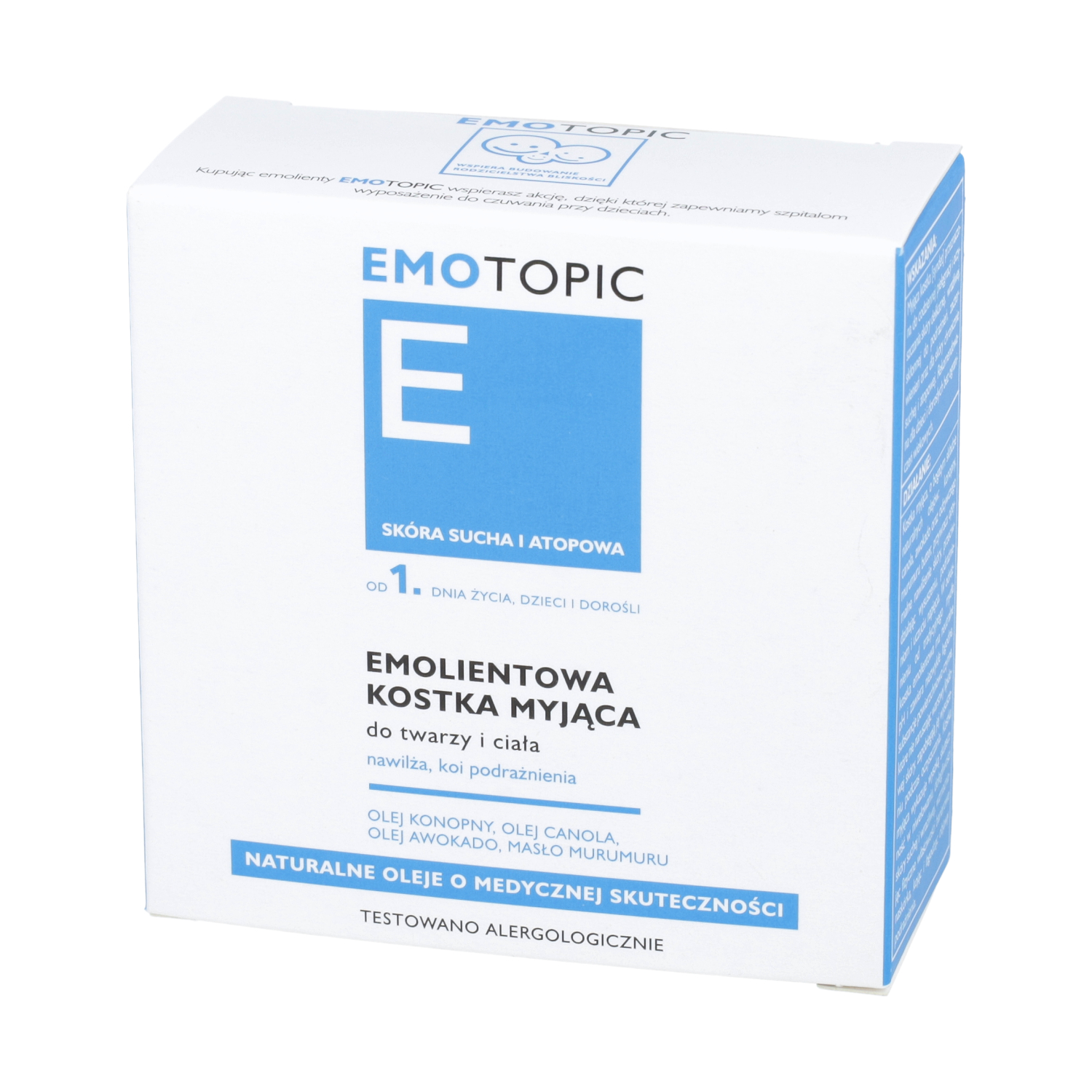 Emotopic - emolientowa kostka myjąca do twarzy i ciała do codziennego stosowania, 100 g