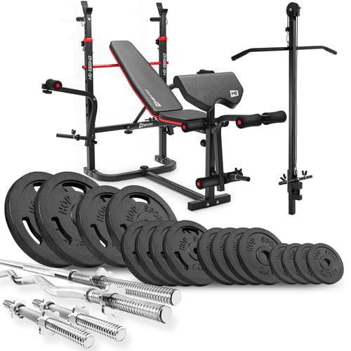 Ensemble d’haltères en fonte 106 kg avec banc de musculation HS-1065