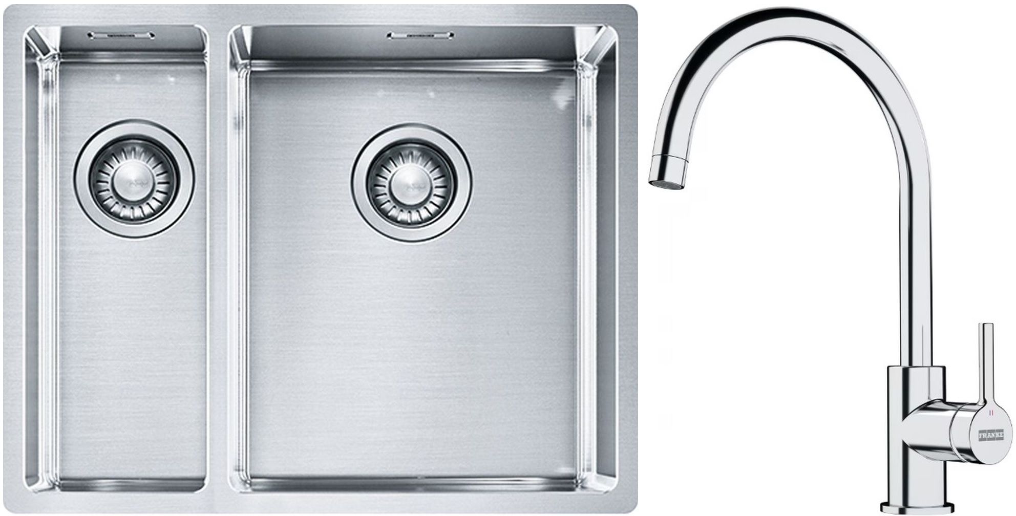Franke Box BXX 260/160-34-16 zlewozmywak 56x45 cm stalowy z baterią kuchenną Lina chrom (1270369916, 1150693228)