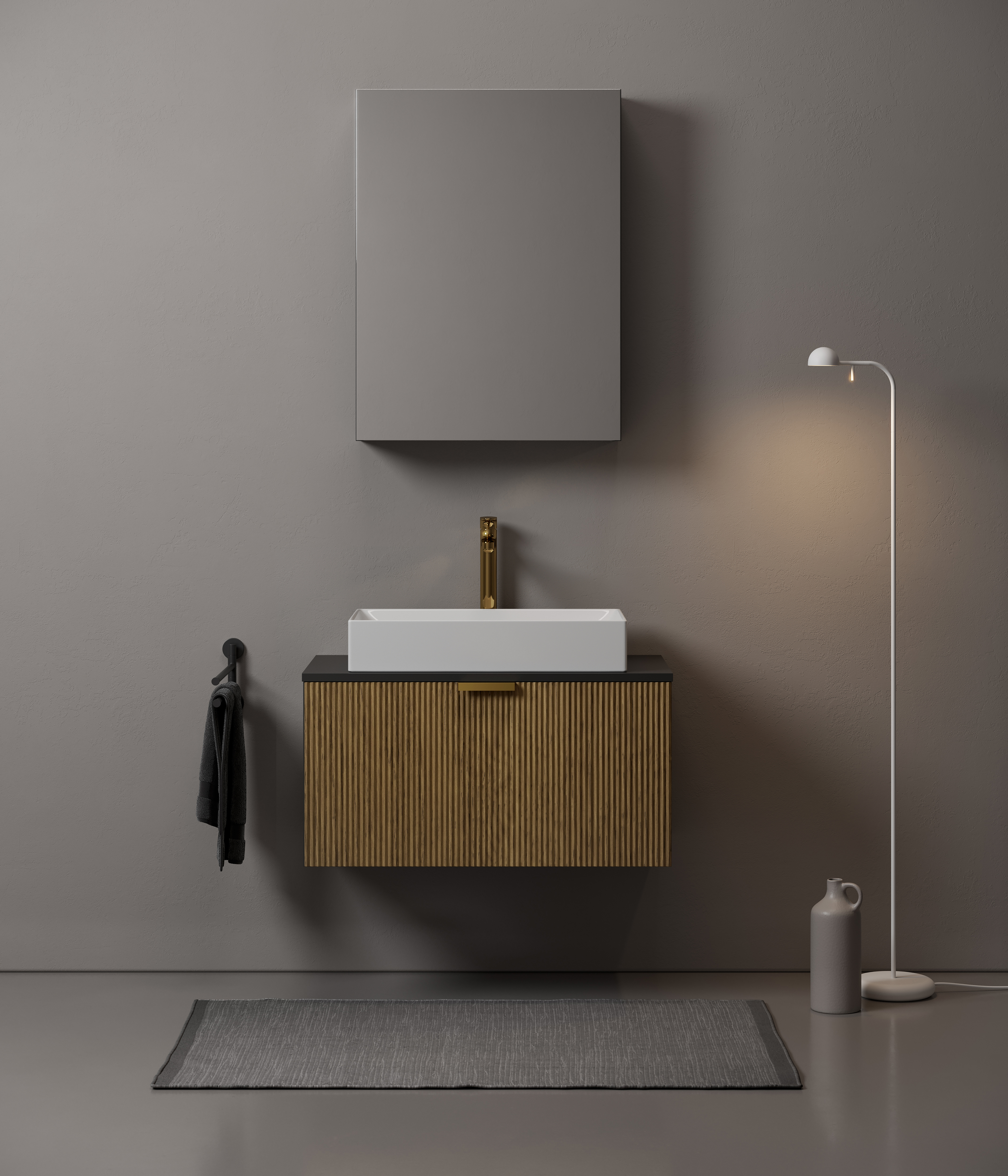 Meissen Keramik Werta szafka z blatem 79,8x45x42,1 cm podumywalkowa wisząca antracyt S1005-009