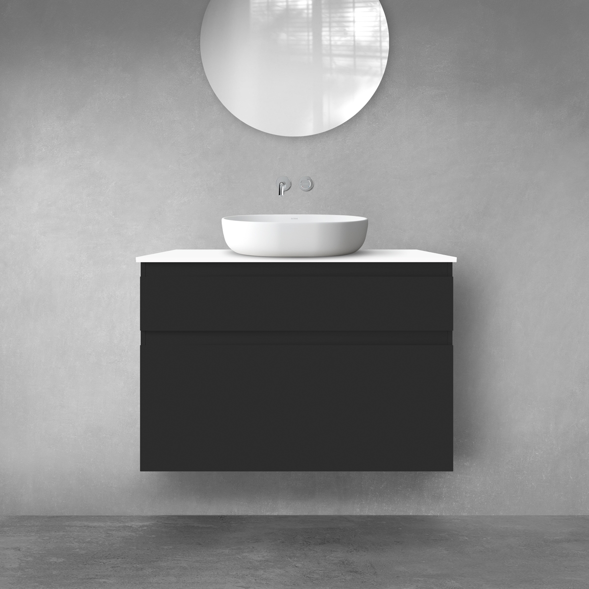 Oltens Vernal zestaw mebli łazienkowych 100 cm z blatem czarny mat/biały połysk 68228300 - Wysyłka w 24h