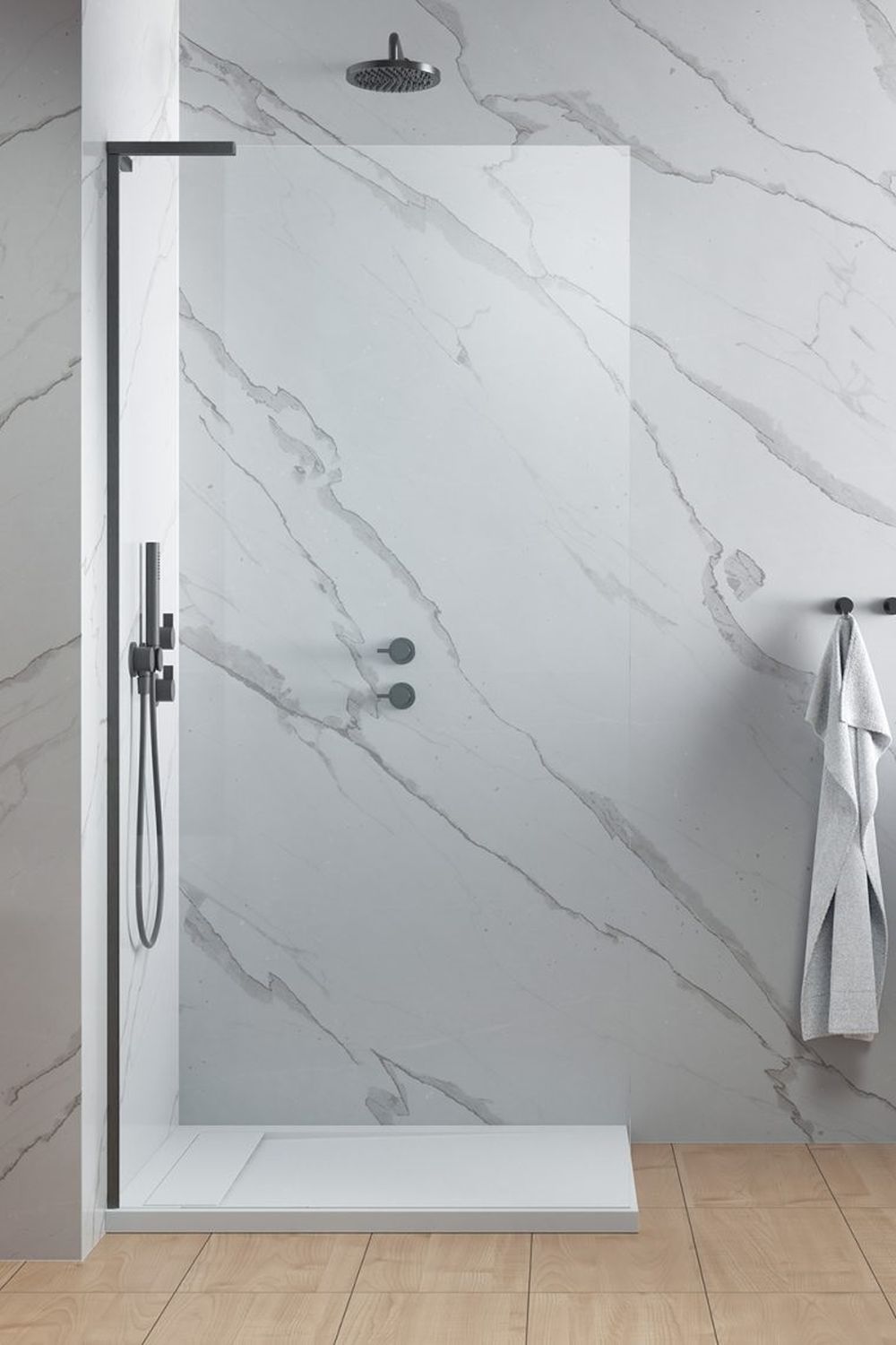 Radaway Modo SL Brushed Gunmetal II Walk-In ścianka prysznicowa 100 cm lewa wolnostojąca gunmetal szczotkowany/szkło przezroczyste ...