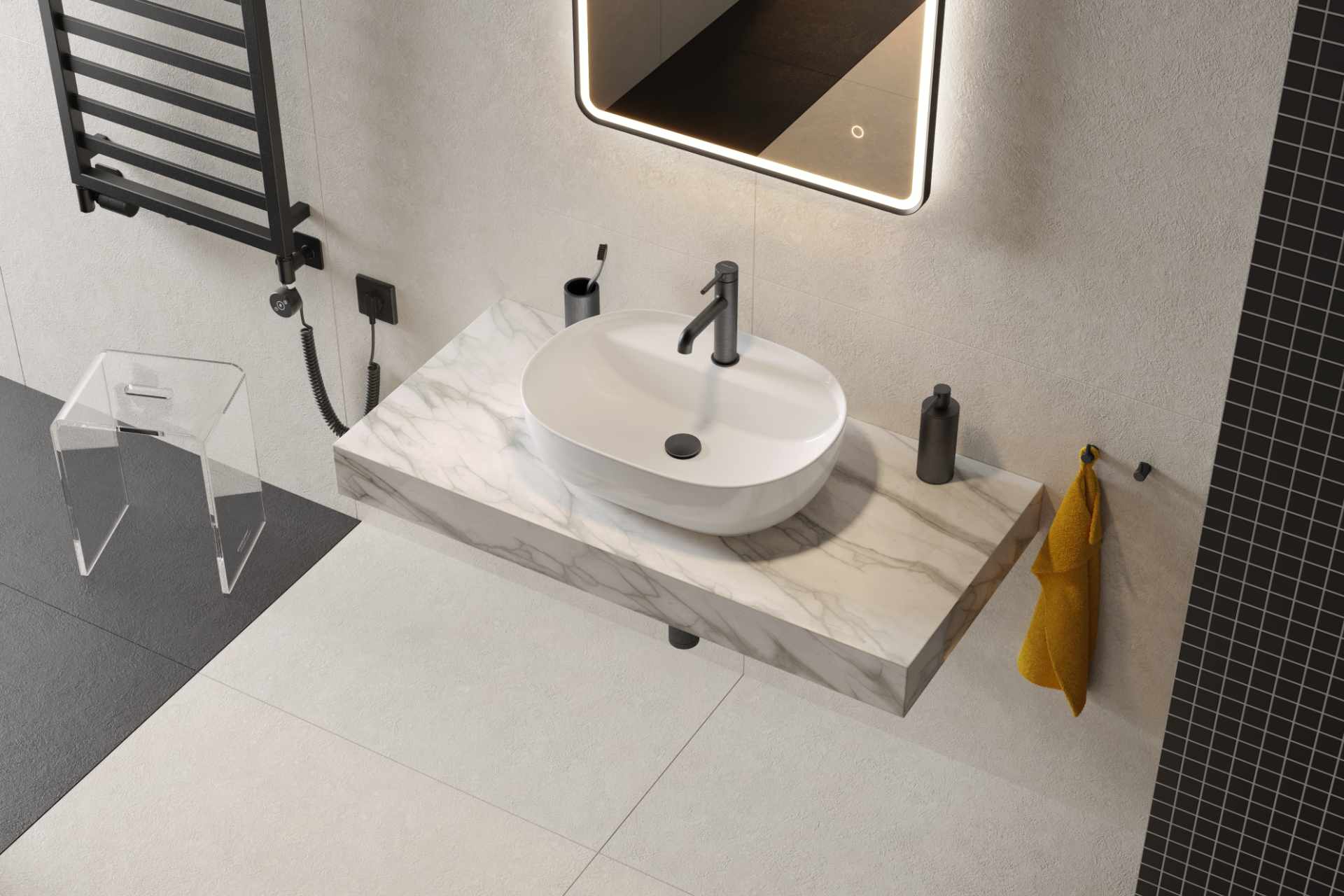 Excellent Delta Pi bateria umywalkowa stojąca czarny mat AREX.1211BL - Wysyłka w 24h