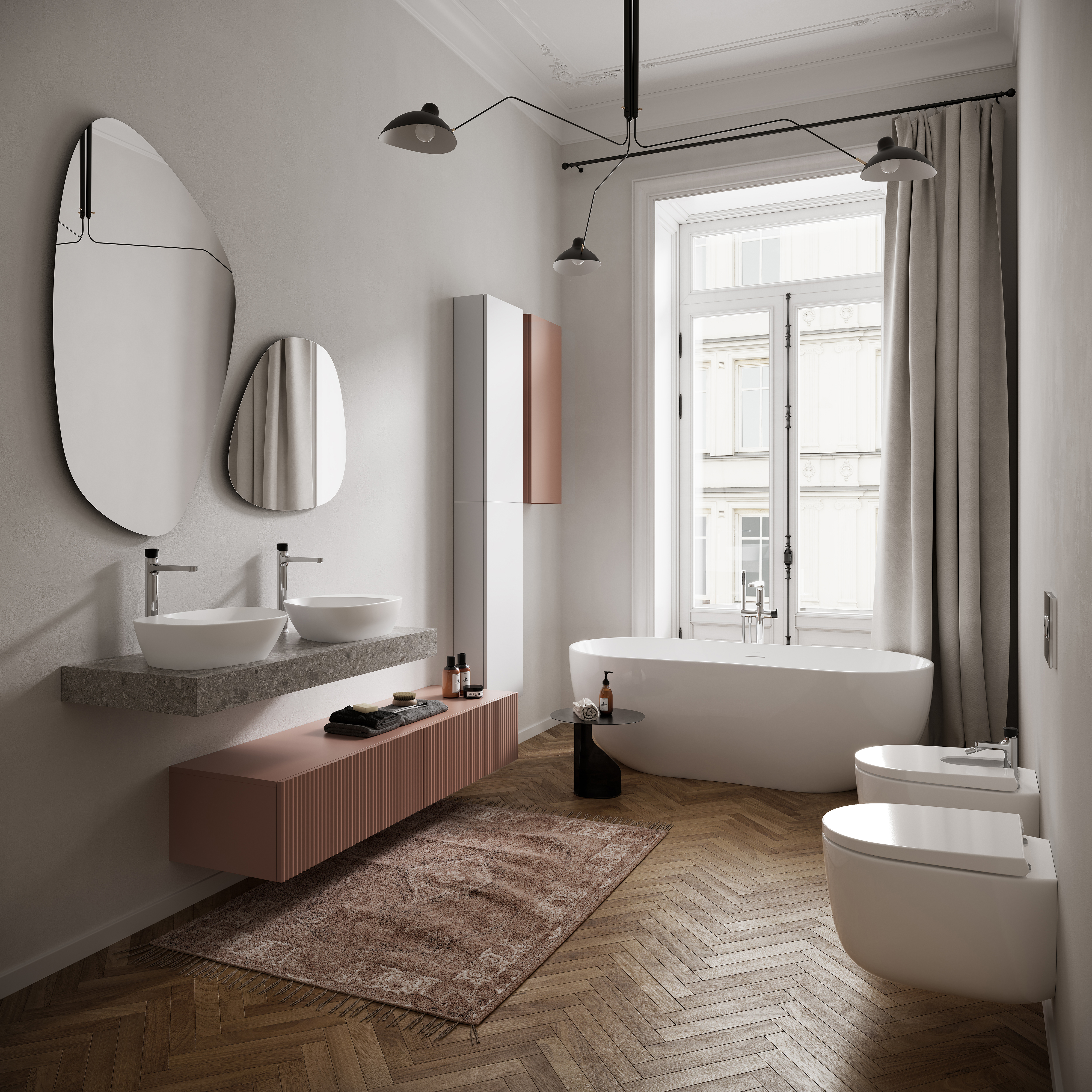 Meissen Keramik Kontra szafka 60x45x30 cm boczna wisząca marsala S1004-002