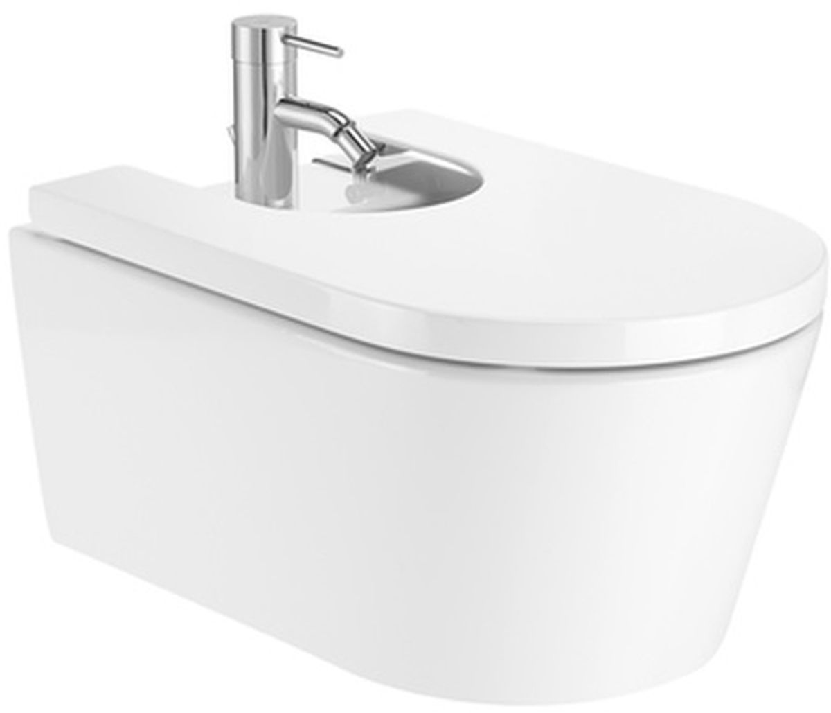 Zestaw Roca Inspira Round bidet wiszący z pokrywą wolnoopadającą biały (A357525000, A80652200B)