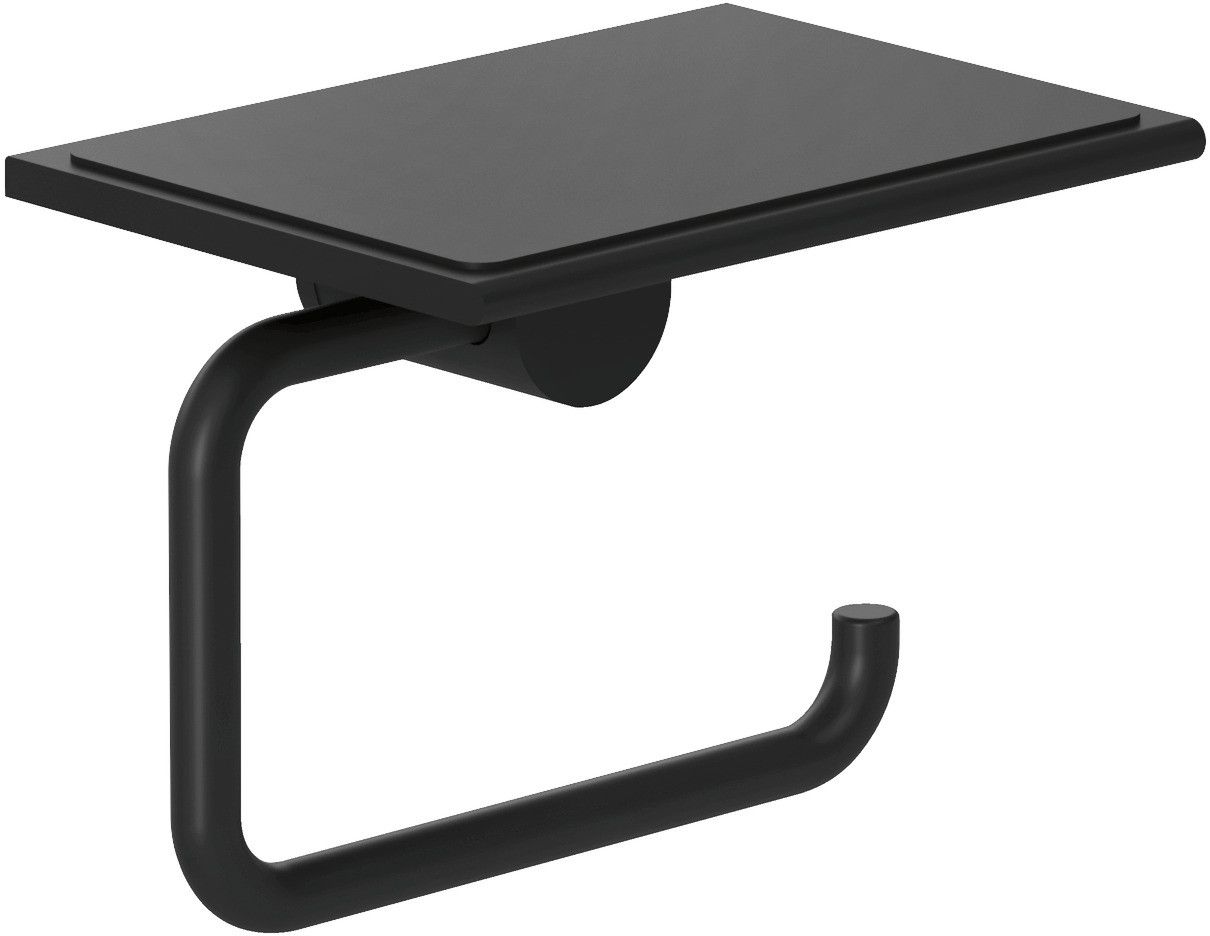 Kludi Vela R uchwyt na papier toaletowy z półką czarny mat 5897139