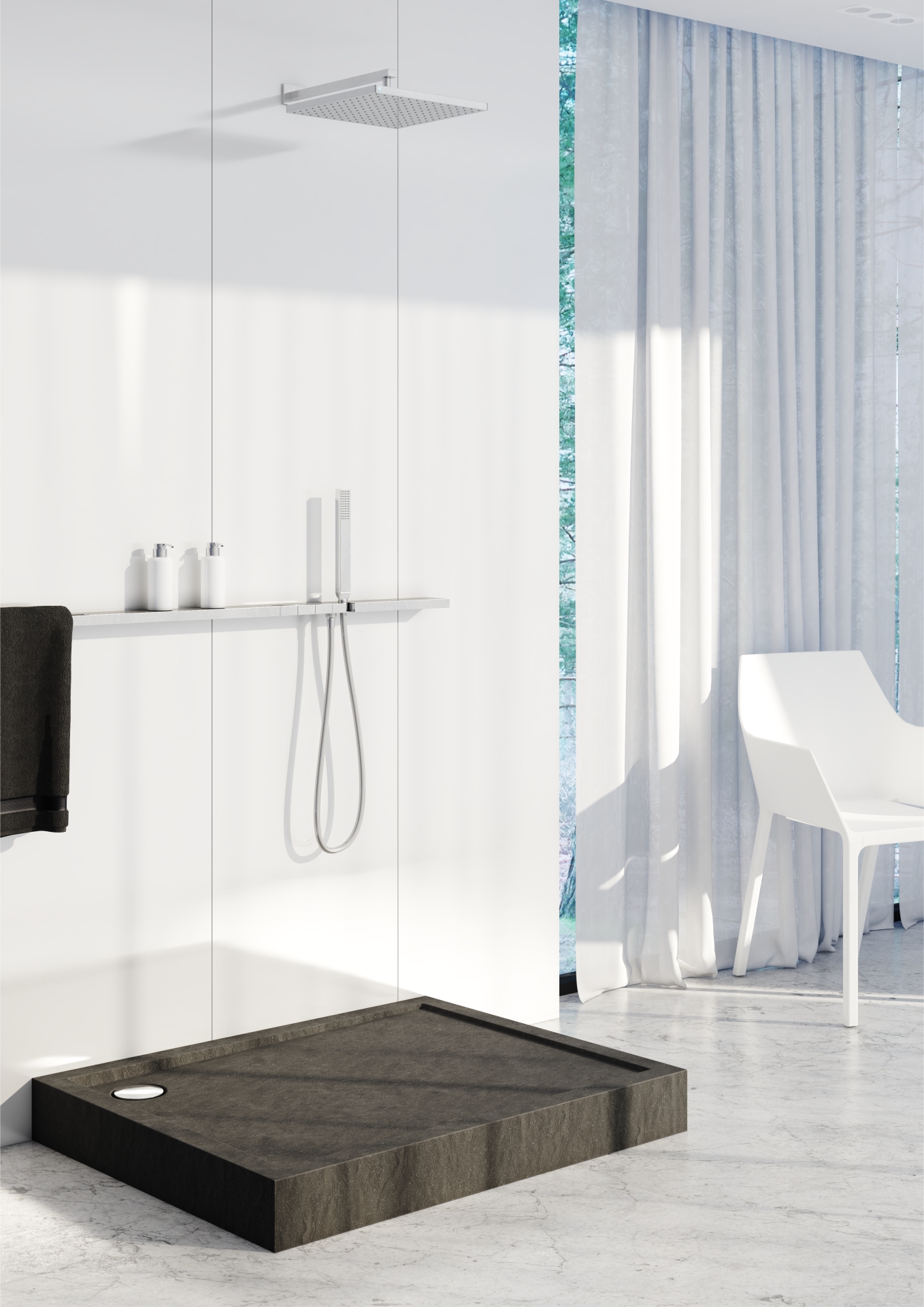 Schedline Cameron Black Stone brodzik 100x90 cm prostokątny czarny 3ST.C1P-90100/C/ST