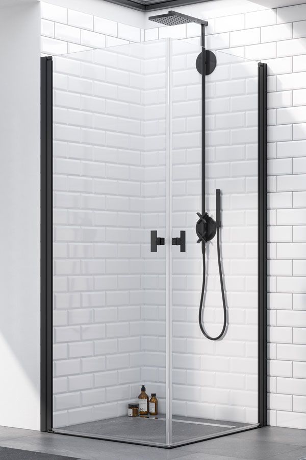 Radaway Nes Black KDD I drzwi prysznicowe 100 cm uchylne czarny mat/szkło przezroczyste 10021100-54-01L