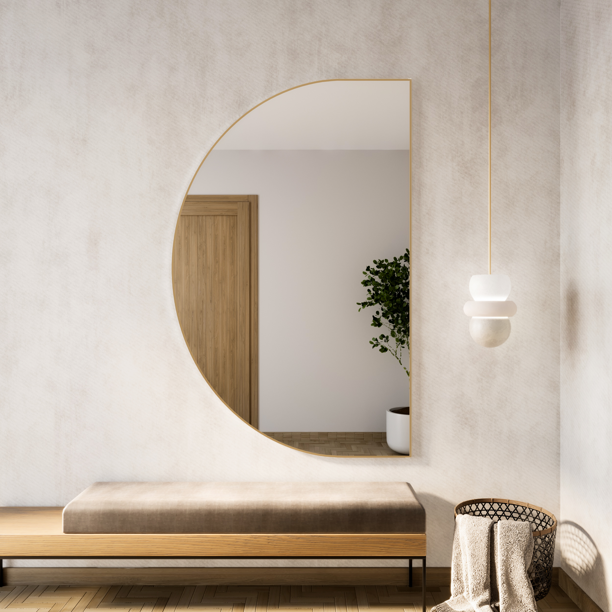 Baltica Design Tiny Border Semi Round lustro 110x65 cm złote