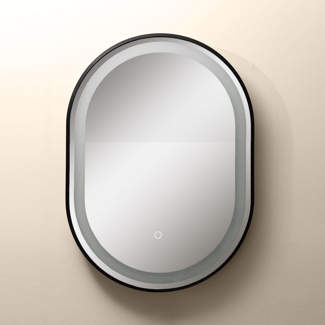 Zuma Line lustro 50x70 cm owalne z oświetleniem czarny D2383