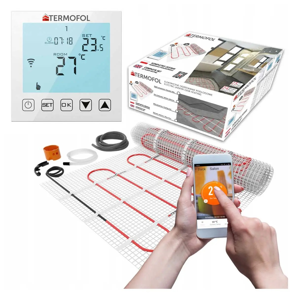 Termofol TF-HM zestaw mata grzewcza 12 m2 z termoregulatorem TF-WIFI TF-HM-150.120.WIFI