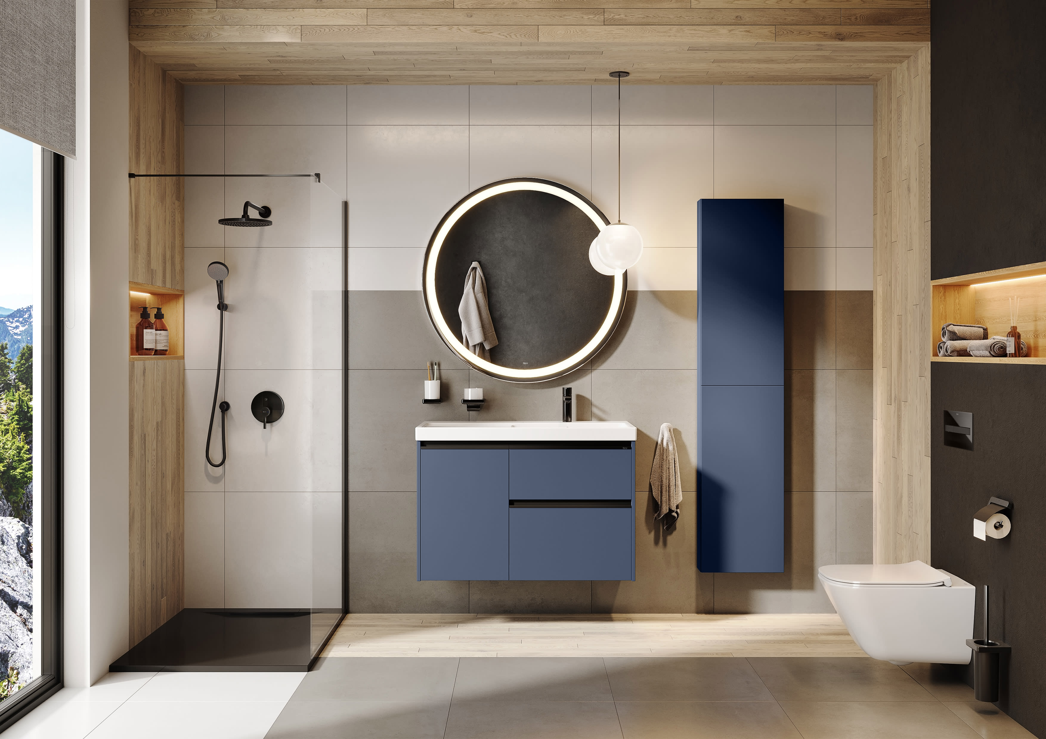 Roca District DF zestaw montażowy do ścianki prysznicowej czarny mat AMP7820006 - Wysyłka w 24h