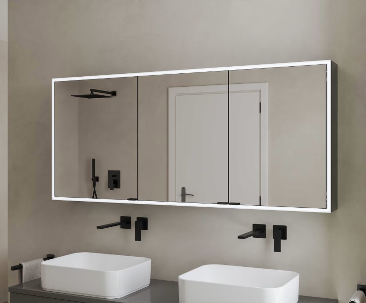 Kronenbach Cube 2.0 szafka 160x17x70 cm z lustrem czarny mat KB100222MB