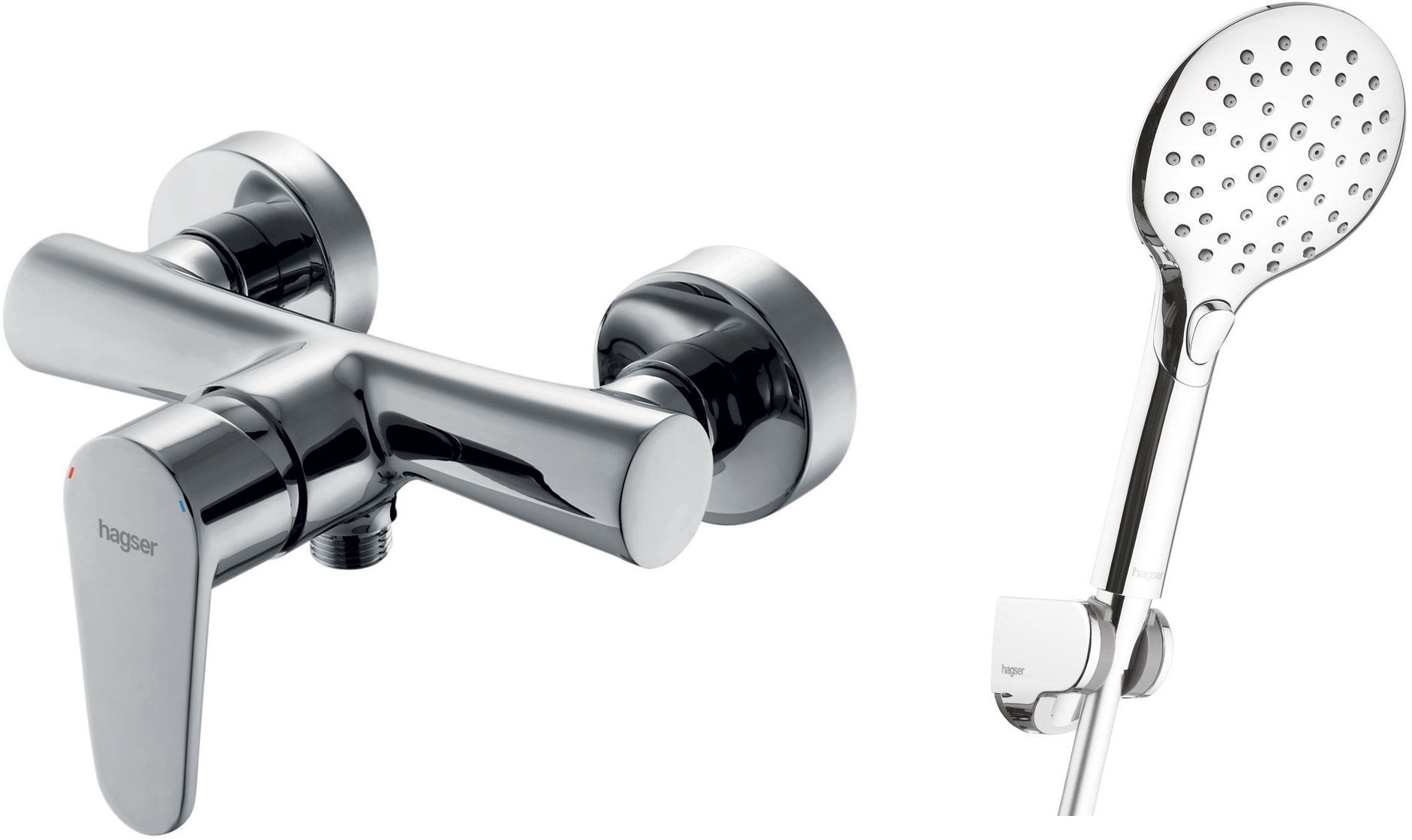 Zestaw Hagser Della bateria prysznicowa ścienna z kompletem natryskowym Andrea Birgit chrom HGR77000036 - Wysyłka w 24h