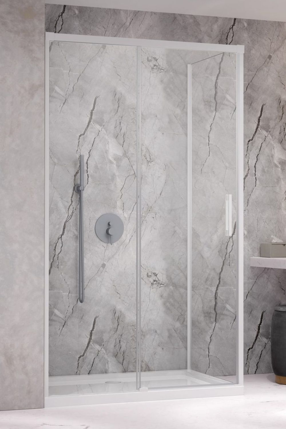 Radaway Idea White KDJ drzwi prysznicowe 100 cm lewe biały mat/szkło przezroczyste 387040-04-01L