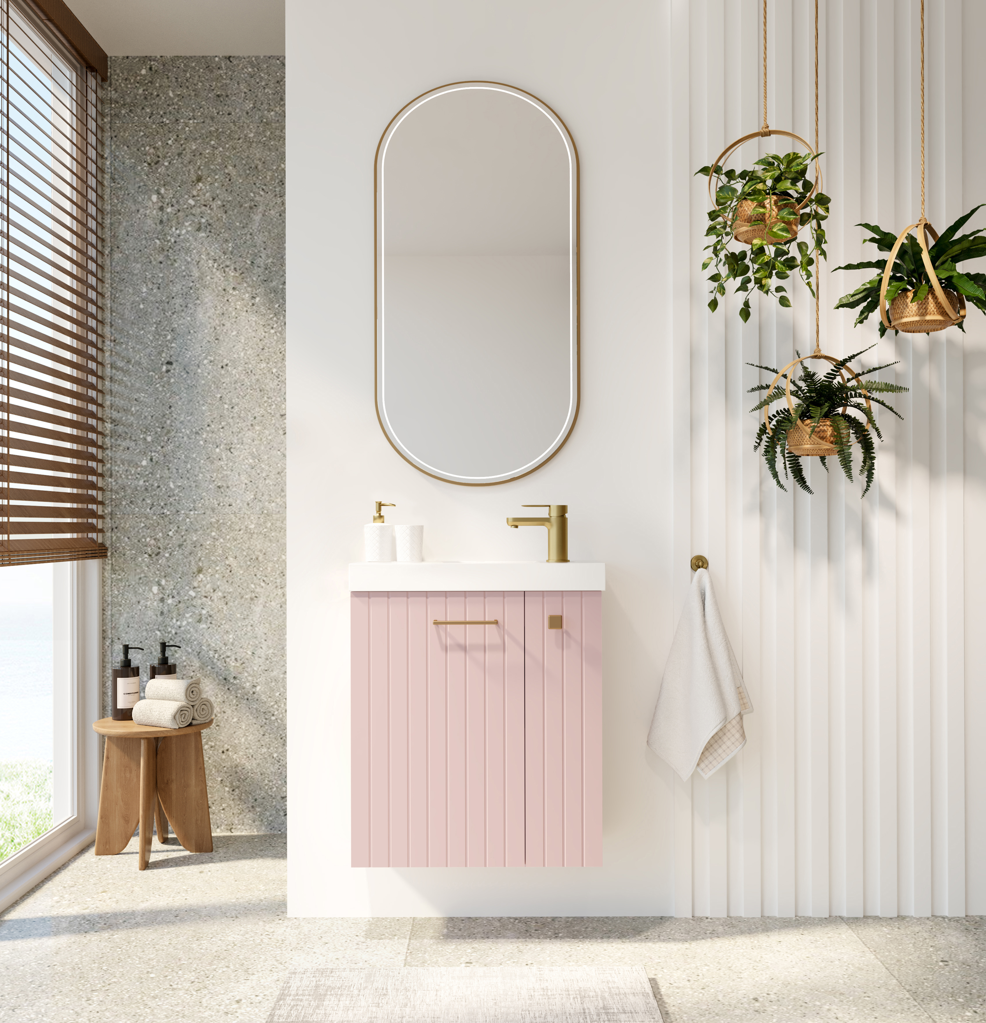 Uptrend Nook umywalka z szafką i uchwytami 55 cm rose mat/złoty 010SU5509TR41366