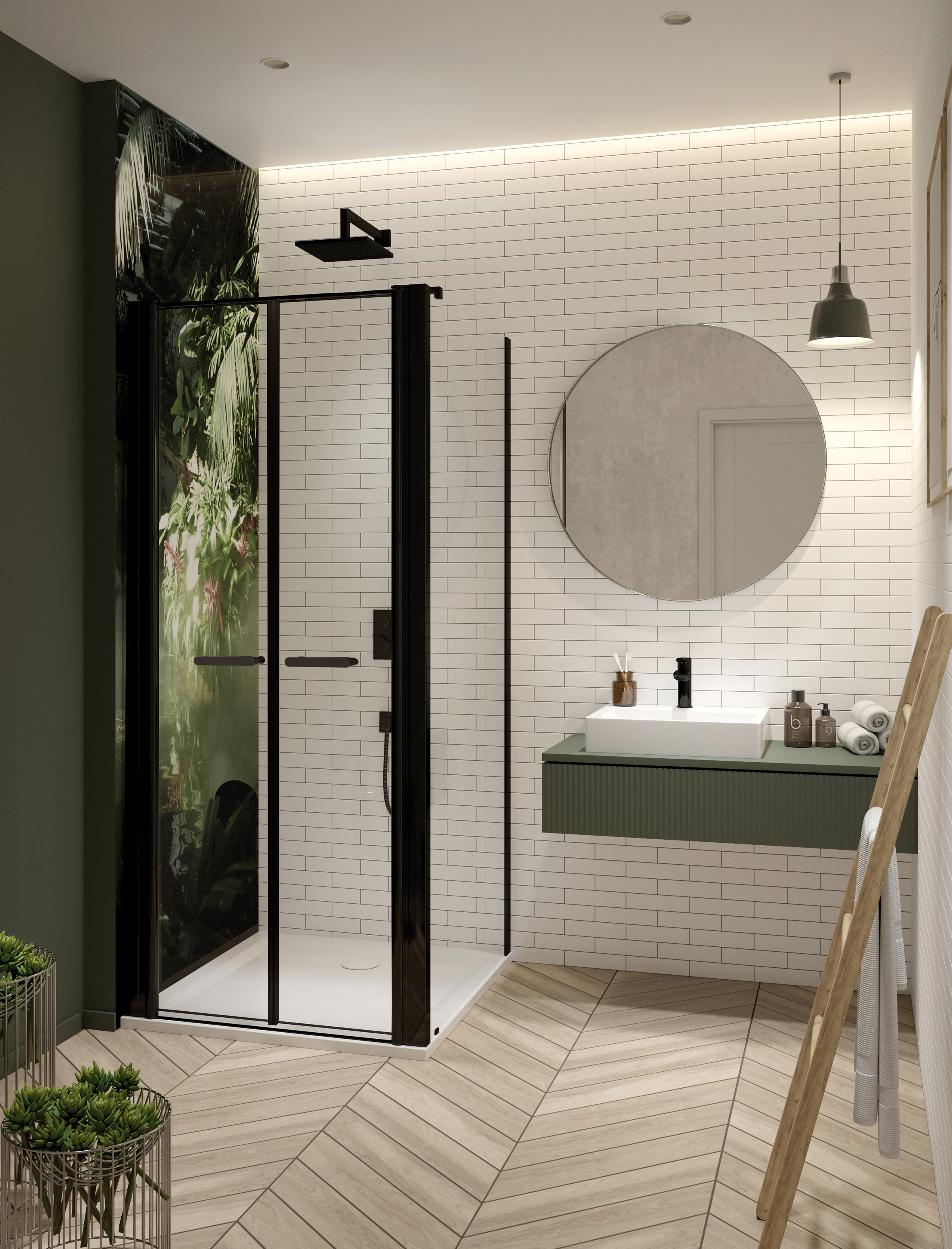 Sanplast Exa Line ścianka prysznicowa SS1/Exa-75 cm stała czarny matowy/szkło przezroczyste 600-540-1920-59-401