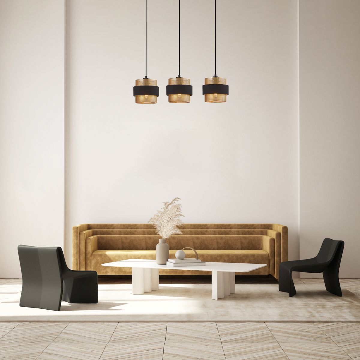 Italux Bans lampa wisząca 3x40 W czarna-złota PND-27467-3-BK-GD