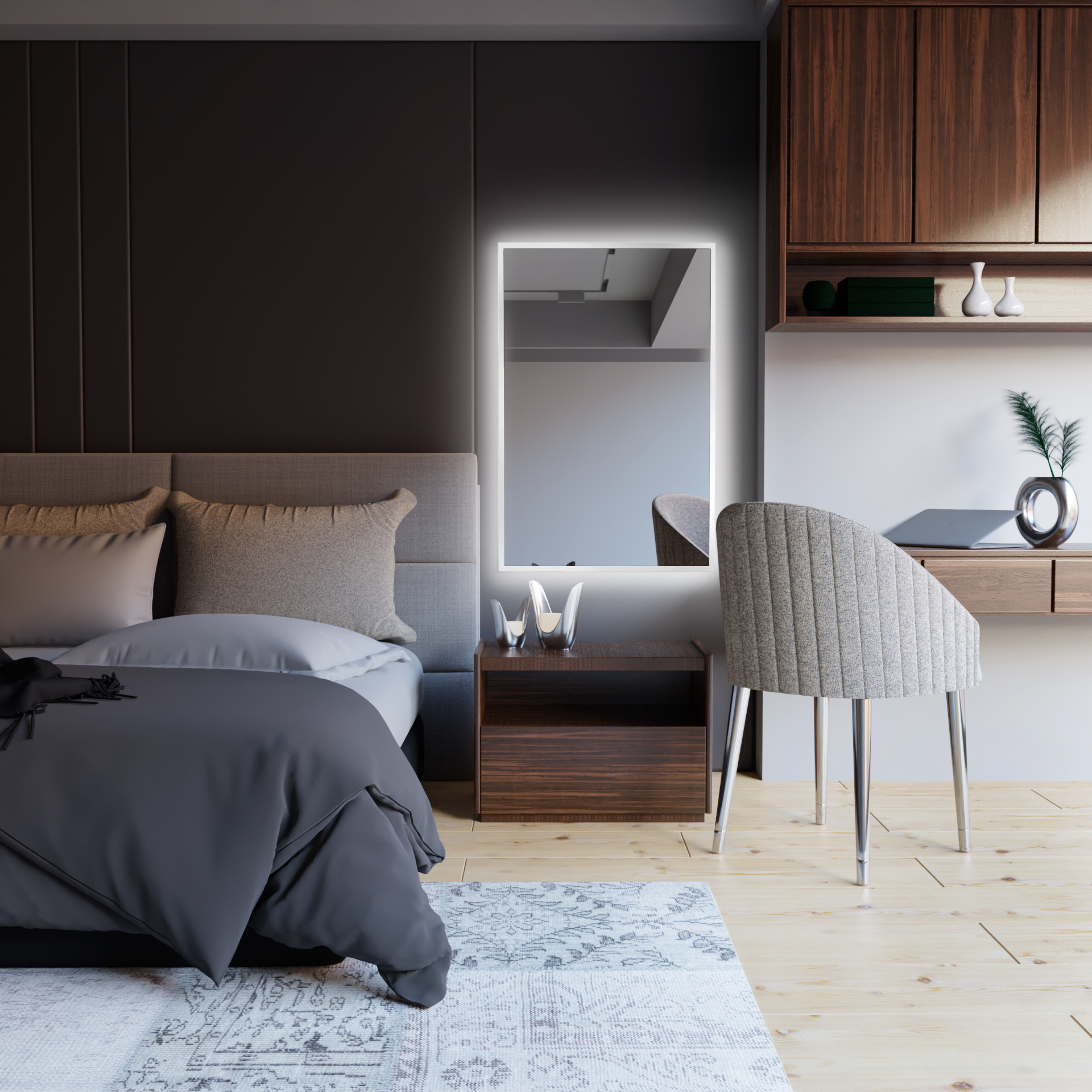 Baltica Design Tiny Border Straight lustro 60x90 cm prostokątne z oświetleniem biały