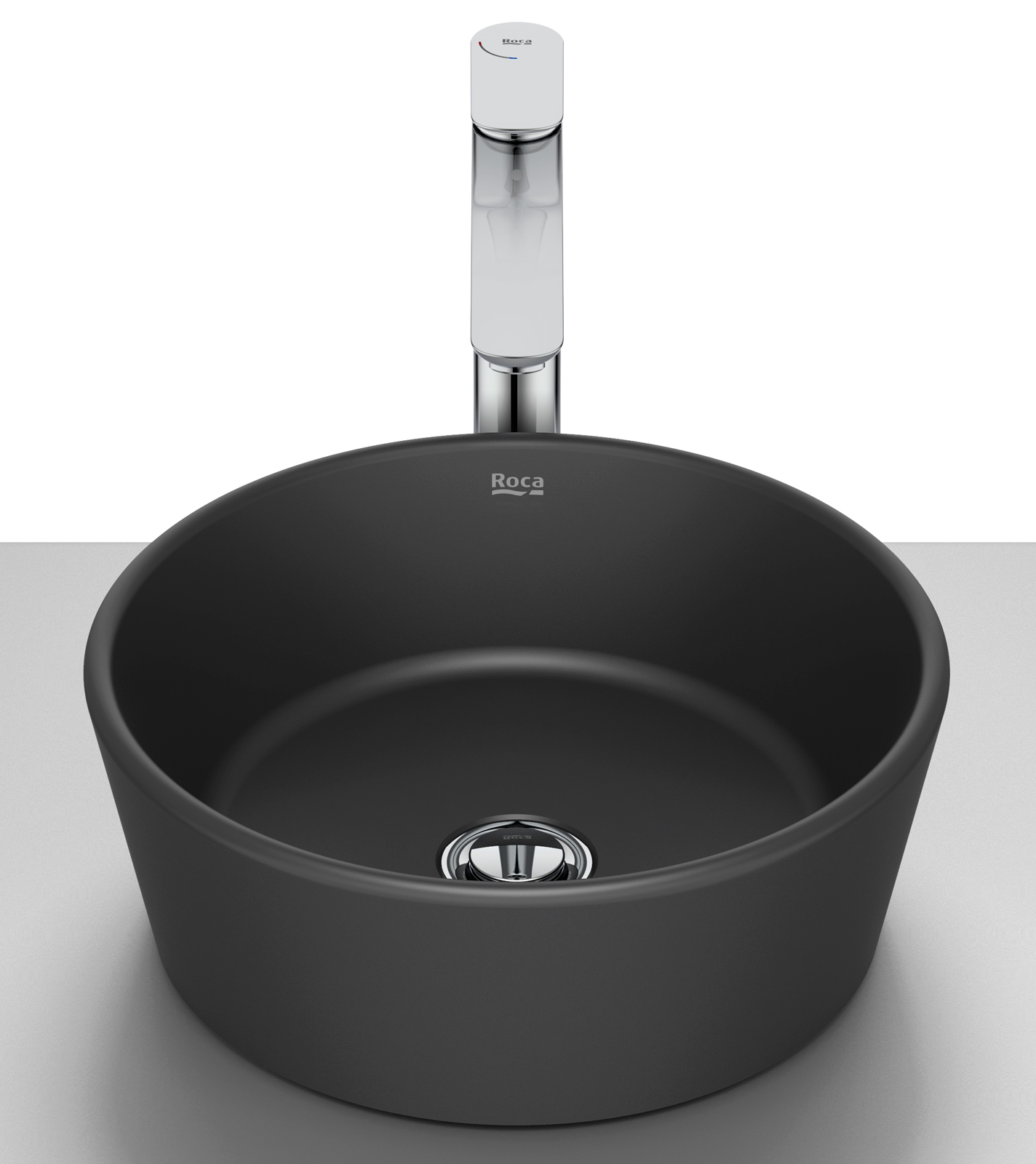 Roca Optica umywalka 35x35 cm okrągła nablatowa czarna A327B15080