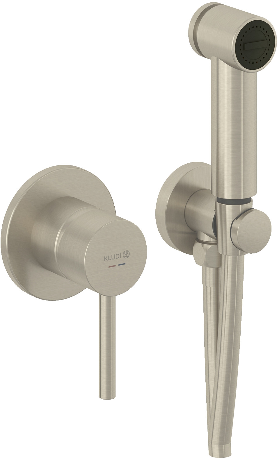 Kludi Bozz bateria bidetowa z zestawem prysznicowym podtynkowa nikiel szczotkowany 38998N576