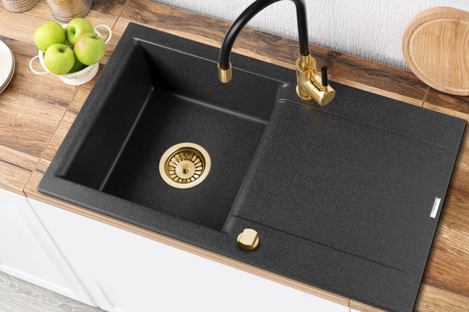 Invena Tesalia zlewozmywak granitowy 76x44 cm czarny AZ-01-Z43