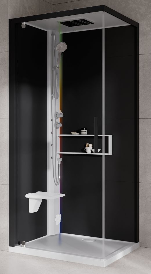 Novellini Glax 2 2.0 G+F kabina z hydromasażem 80 cm kwadratowa lewa parowa z brodzikiem biała G22GF89SM5-1UH