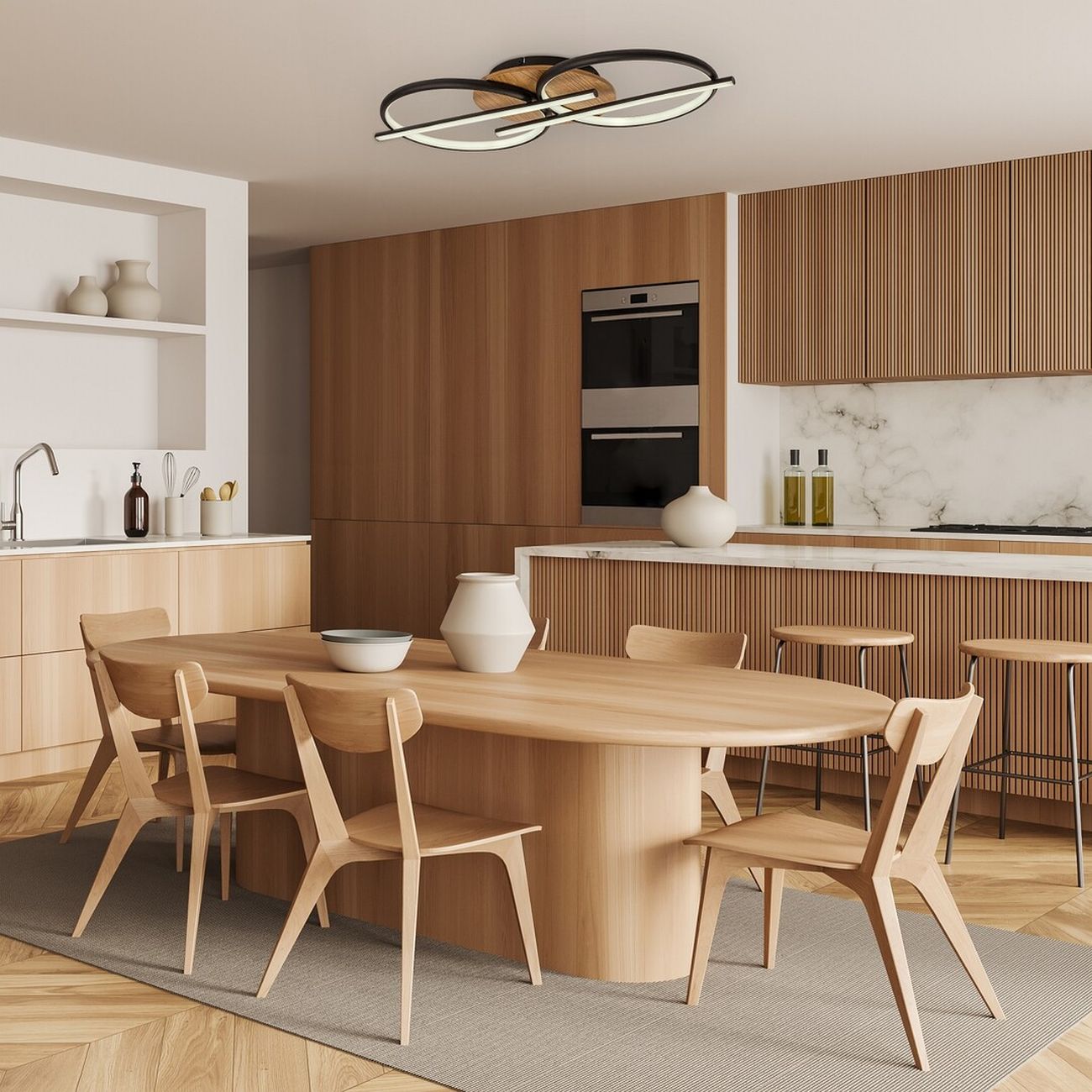 Rabalux Arash lampa podsufitowa 4x40 W biała-czarna-drewno 71403