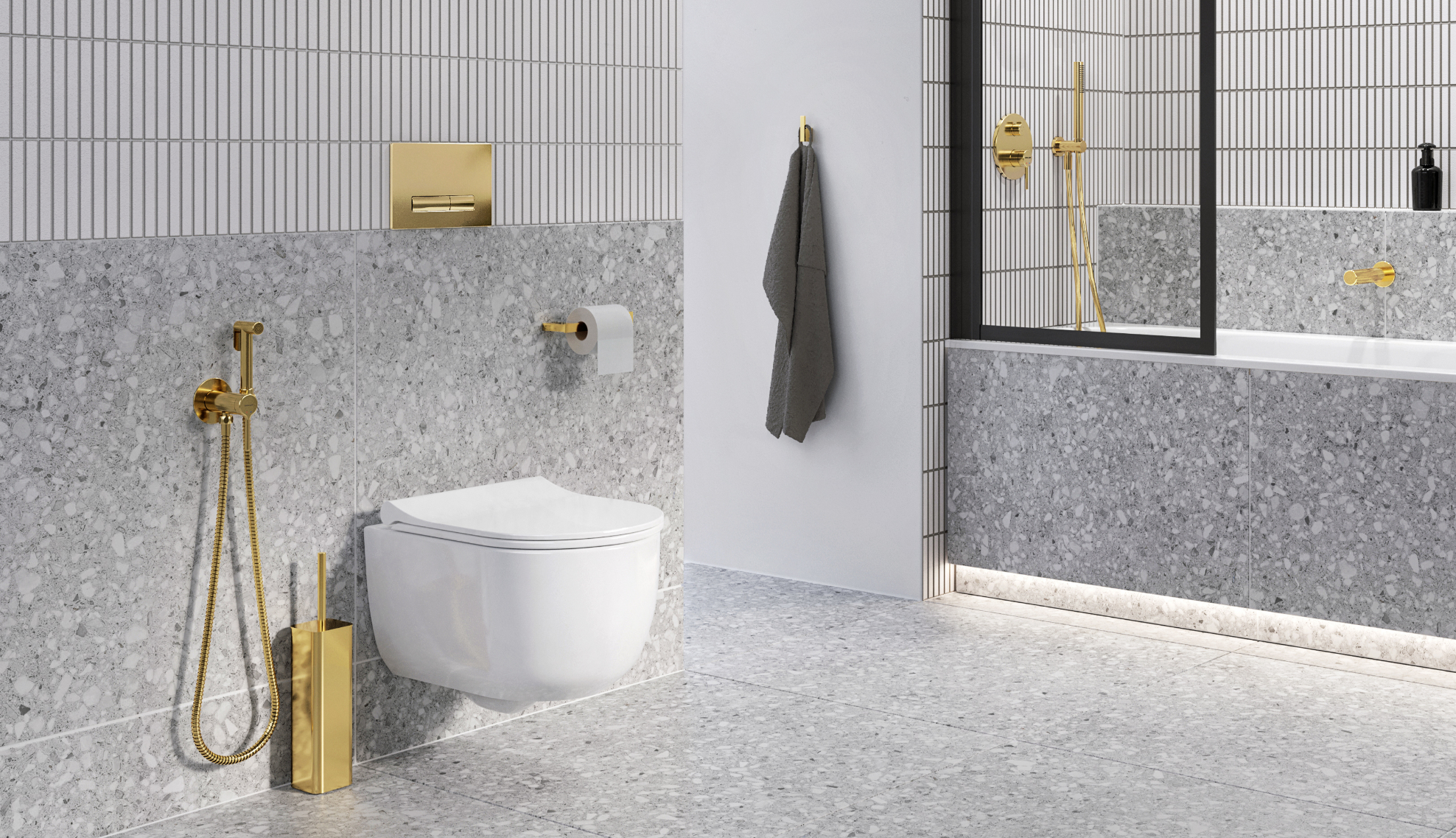 Excellent Pi bateria bidetowa z zestawem prysznicowym złoty połysk AREX.1204GL