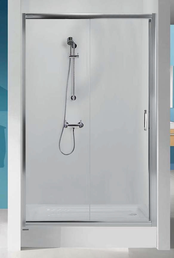Sanplast TX drzwi wnękowe 120 cm D2/TX5b-120 przesuwne srebrny mat/szkło przezroczyste 600-271-1120-39-401