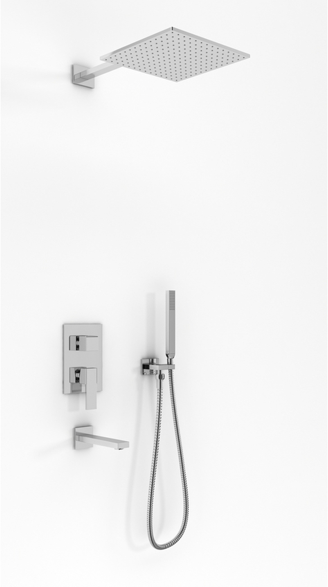 Kohlman Excelent zestaw wannowo-prysznicowy podtynkowy z deszczownicą 25 cm i wylewką chrom QW211HQ25