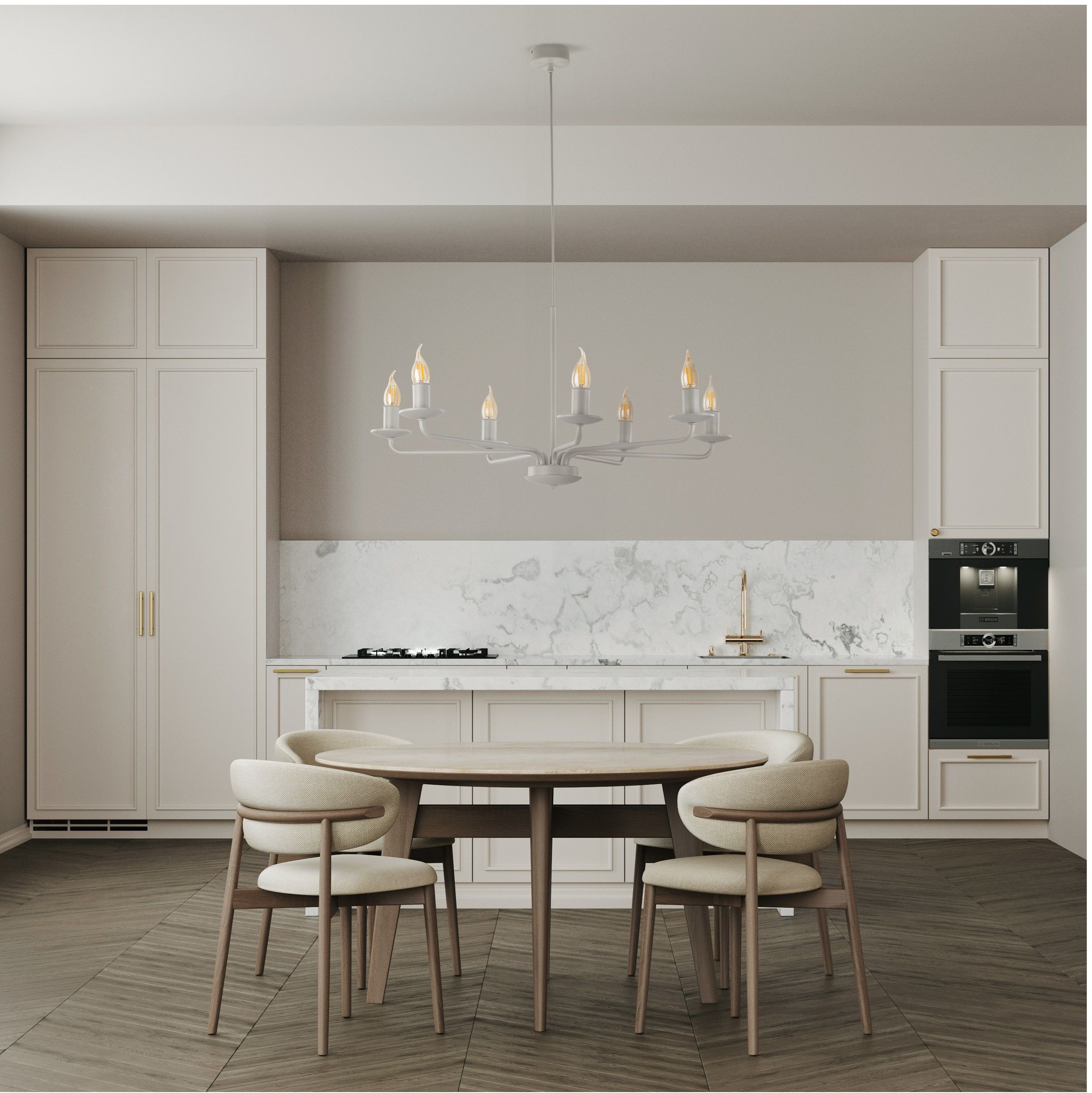 TK Lighting Limal lampa wisząca 7x10 W beżowa 10254