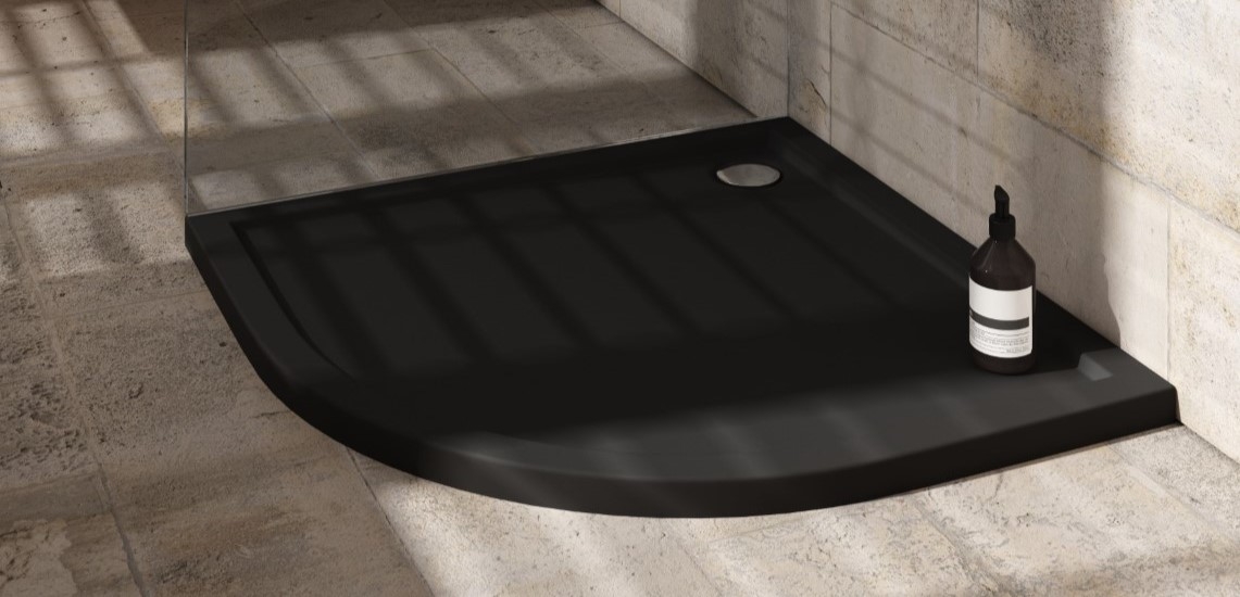 Schedpol Caspar New Black Matt brodzik półokrągły z syfonem 80x80 cm czarny 3.2333/C/MG