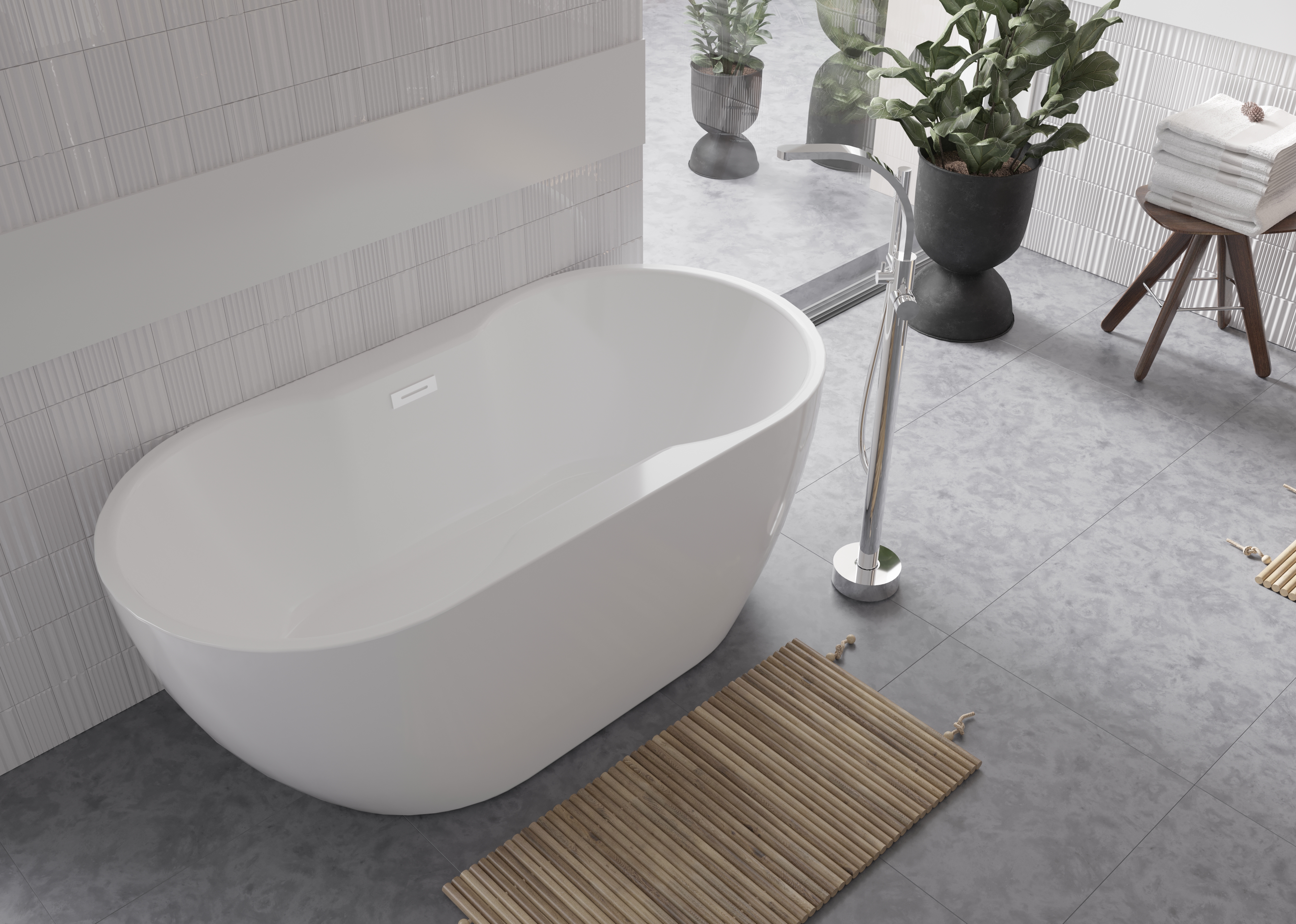 Besco Navia wanna wolnostojąca 140x75 cm biała/maskownice chrom #WAS-140-N