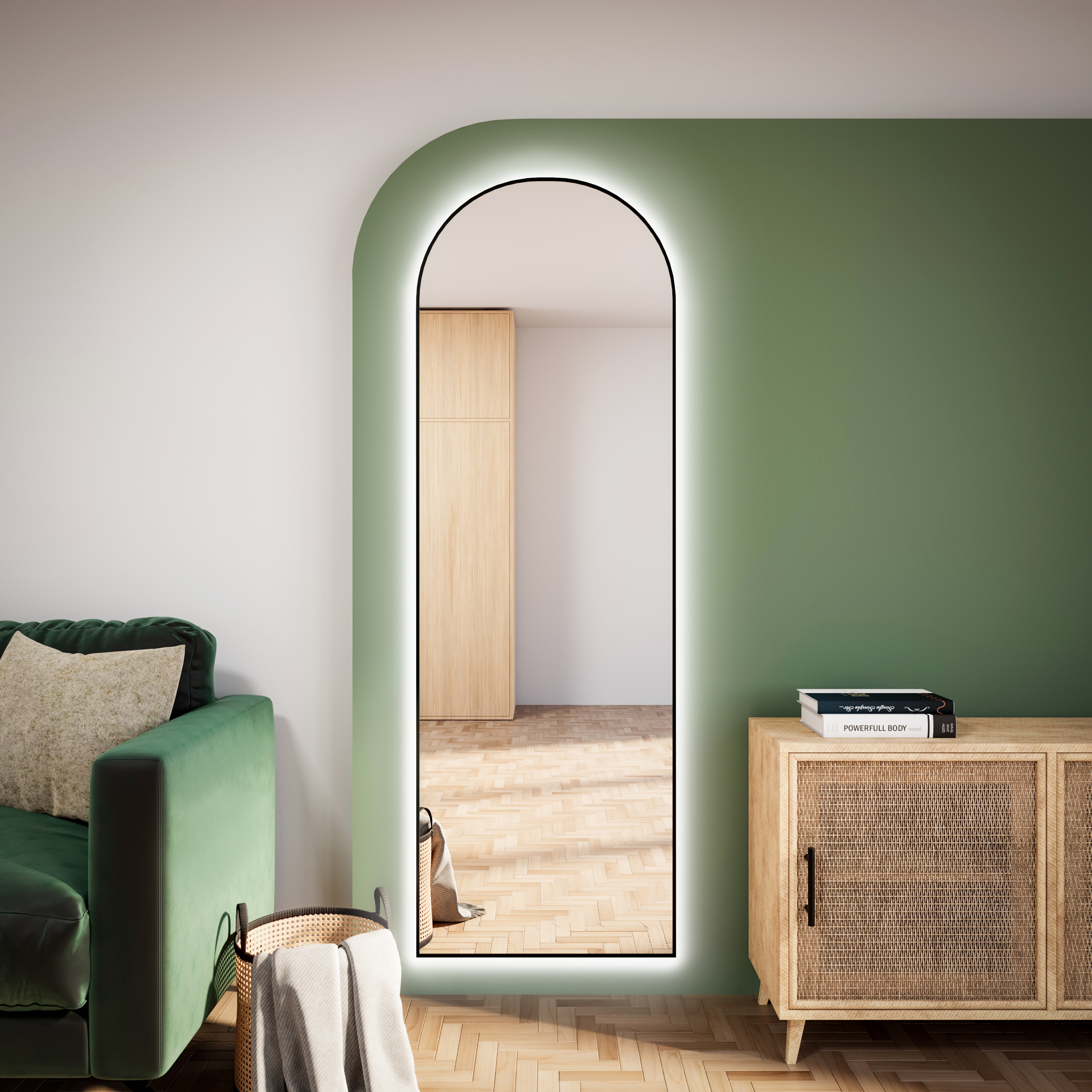 Baltica Design Tiny Border Pastille Cut LED lustro 50x100 cm czarne barwa zimna