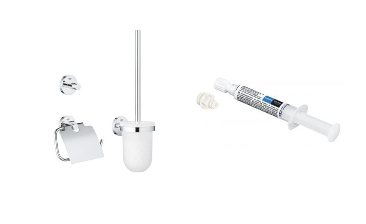 Zestaw Grohe Start akcesoria łazienkowe 3 szt chrom i klej montażowy QuickGlu (41204000, 41127000)