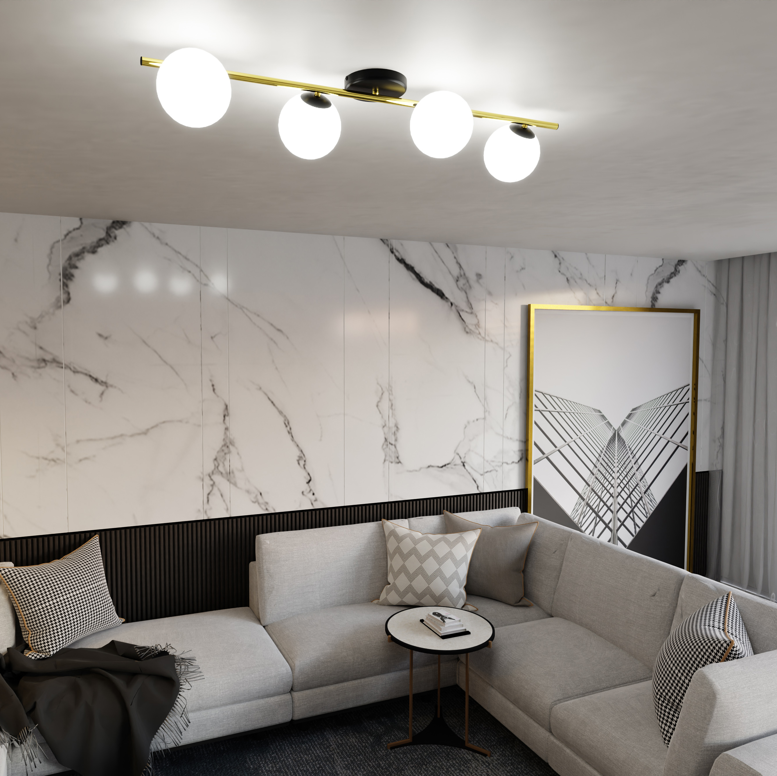 Emibig Splendi lampa podsufitowa 4x10W czarny/złoty/opal 1248/4