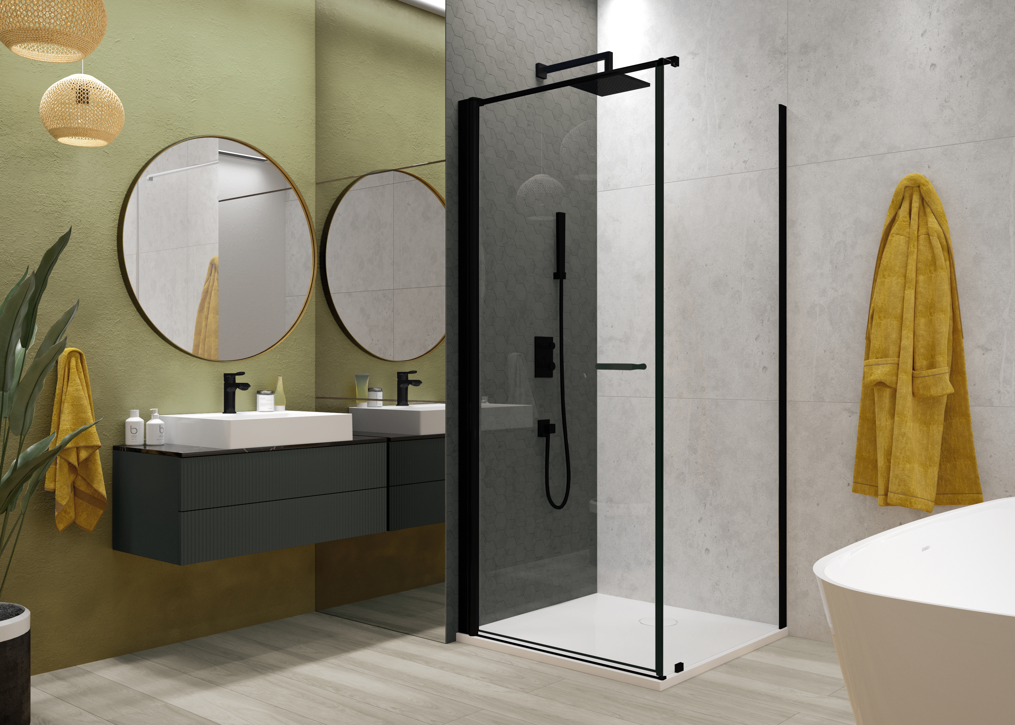 Sanplast Exa Line ścianka prysznicowa SS0/Exa-120 cm czarny mat/szkło przezroczyste 600-540-1170-59-401