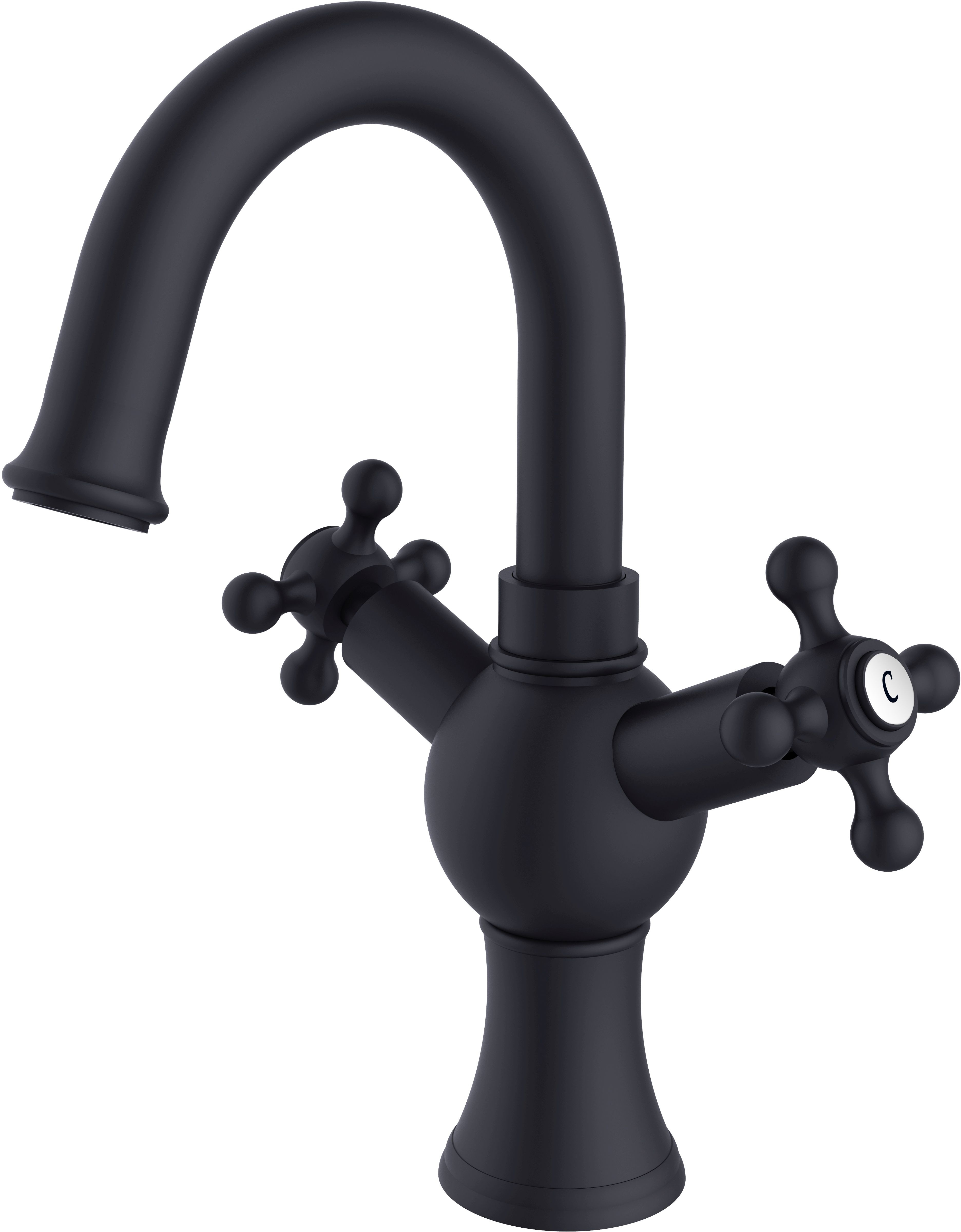 Besco Retro II bateria umywalkowa stojąca czarny mat BU-RII-CZ