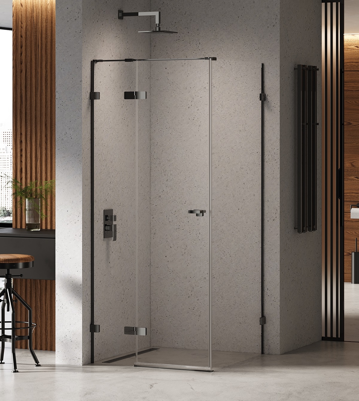 New Trendy Eventa Black Chrome kabina prysznicowa 90x90 cm kwadratowa lewa czarny chrom połysk/szkło przezroczyste EXK-6153