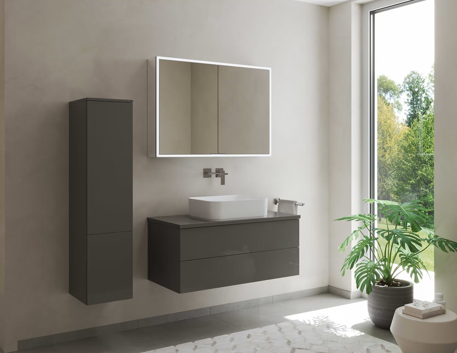 Kronenbach Cube 2.0 szafka 60x17x70 cm z lustrem srebrno anodowane KB100200CR