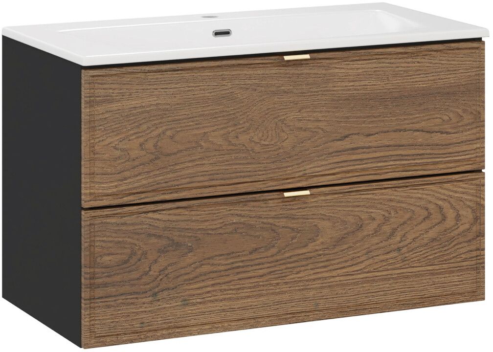 Zestaw Comad Talia Casella umywalka Sky biała z szafką podumywalkową 80 cm dąb-czarny SET-TC 80CM UM SKY - Wysyłka w 24h