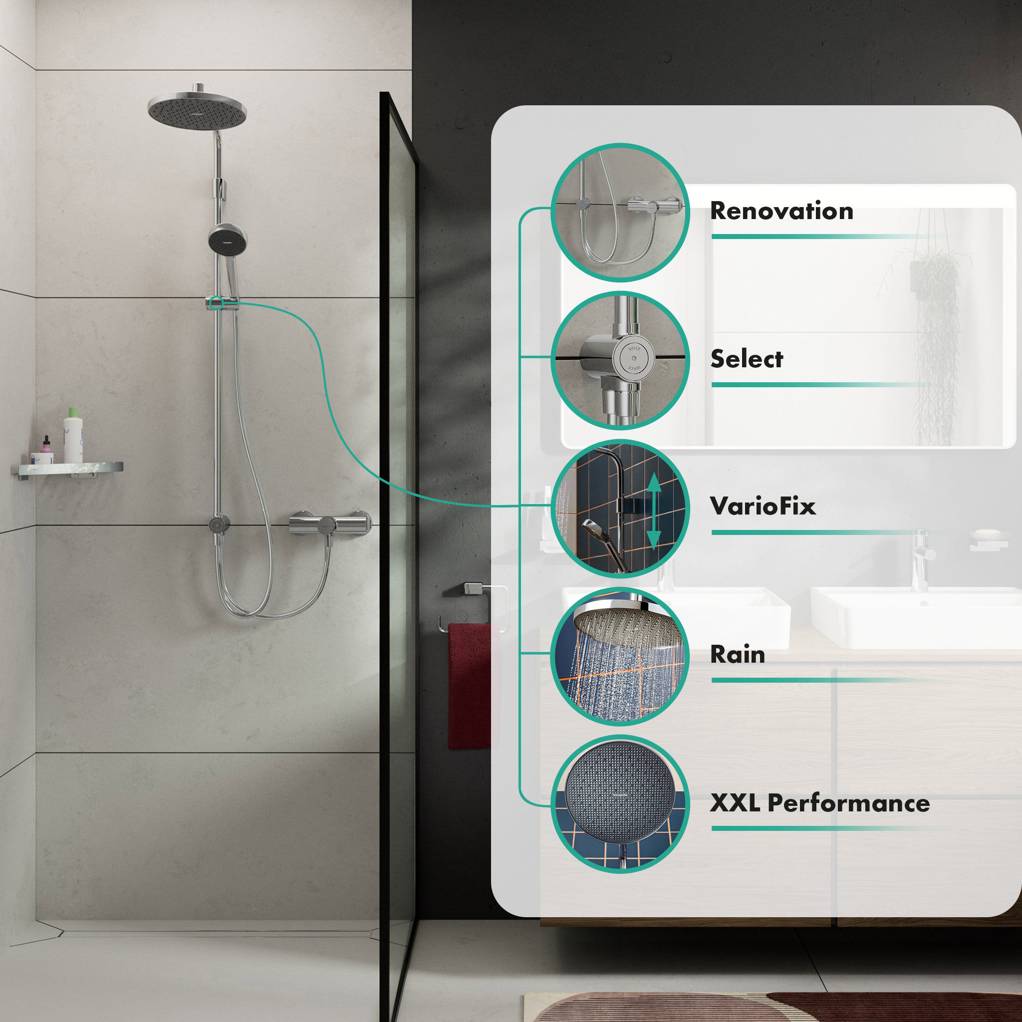 Hansgrohe Activera S zestaw prysznicowy ścienny z deszczownicą chrom 28074000