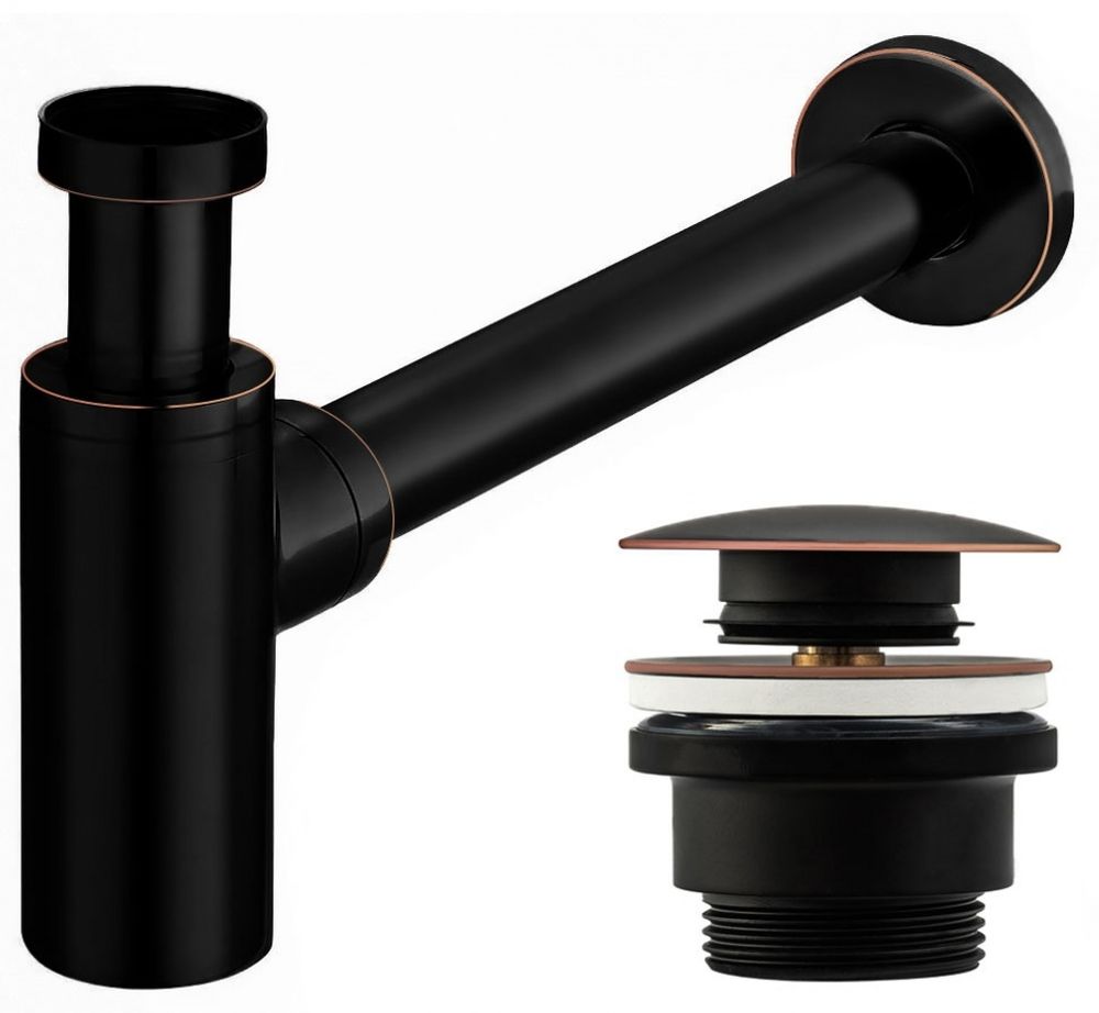 Rea syfon do umywalki z korkiem klik klak czarny REA-A8536