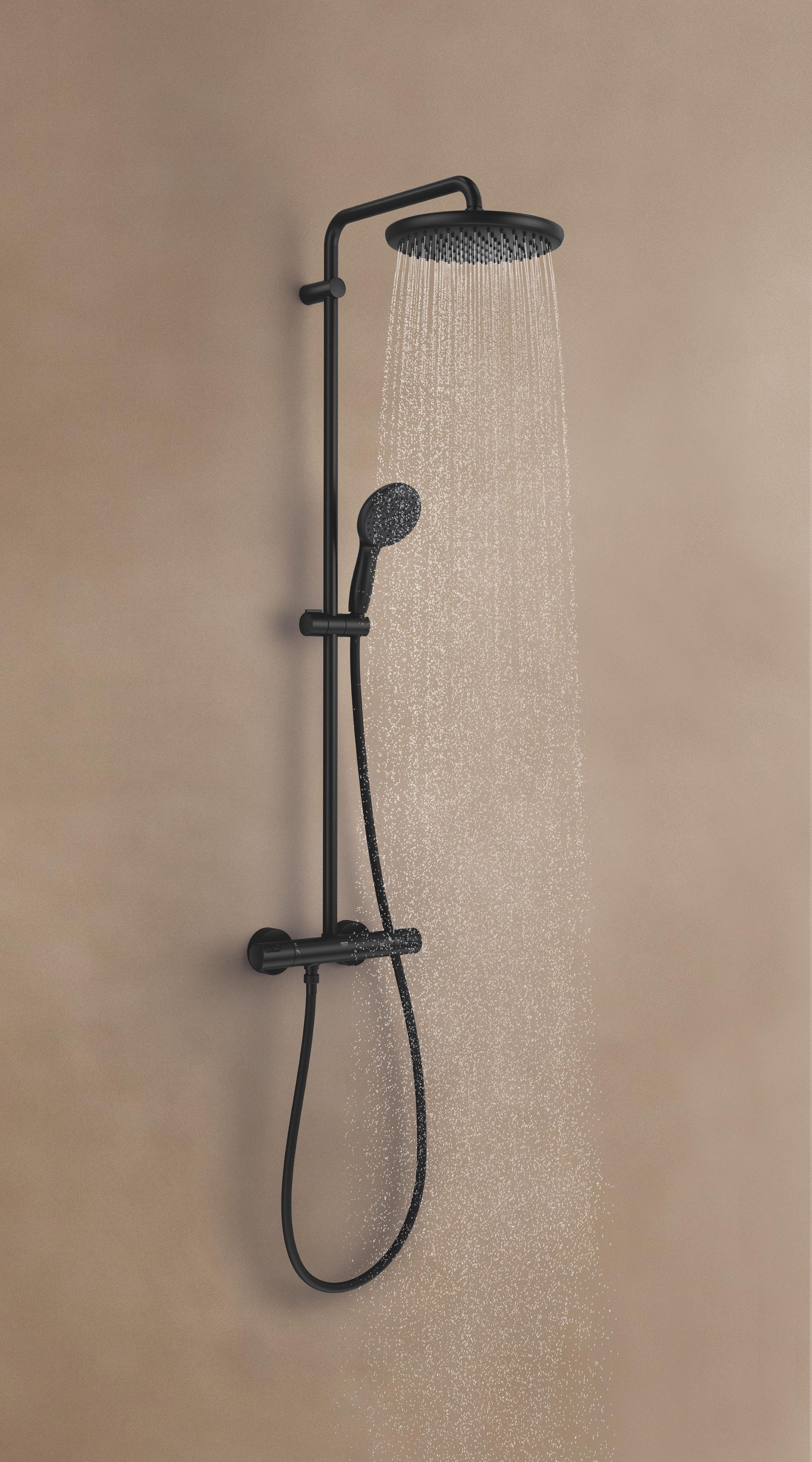 Grohe Vitalio Start System 250 zestaw prysznicowy ścienny termostatyczny z deszczownicą czarny mat 266772431 - Wysyłka w 24h