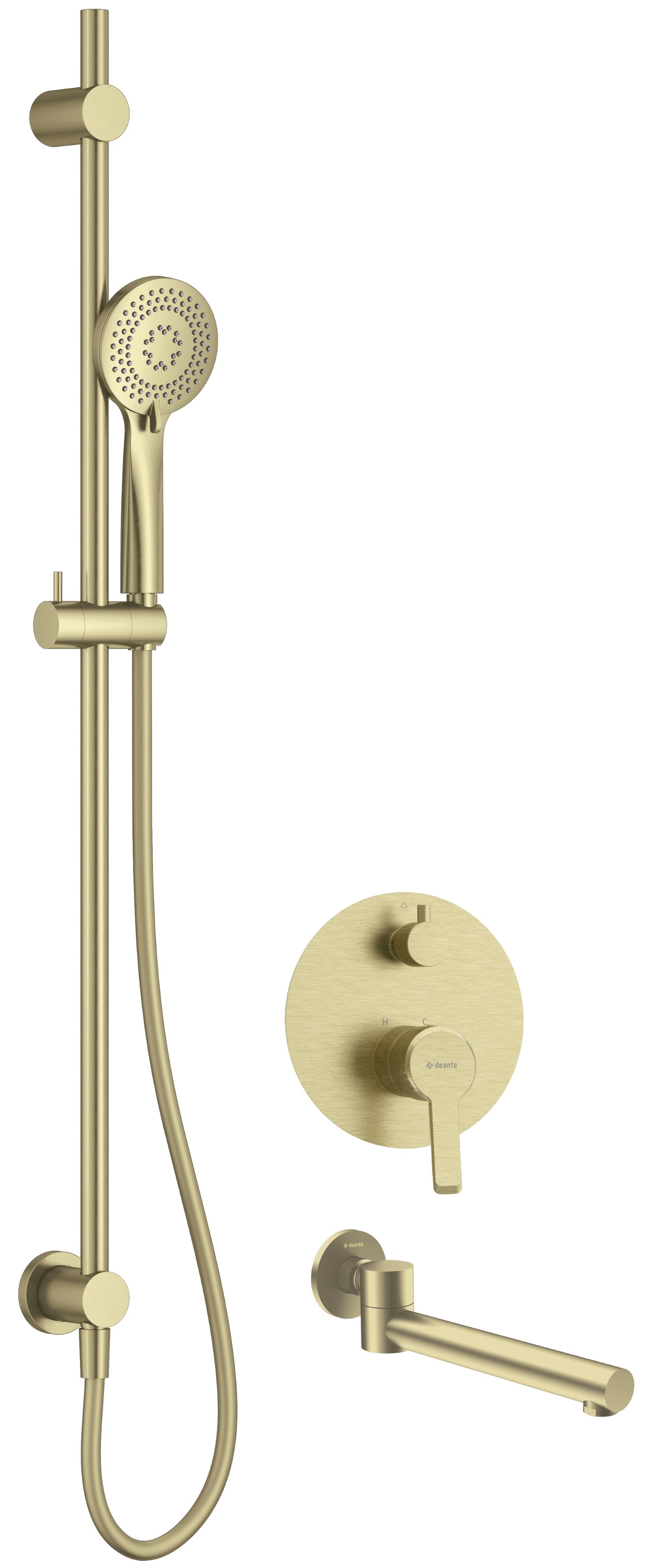 Deante Arnika zestaw wannowo-prysznicowy podtynkowy złoty NAC_R9QA