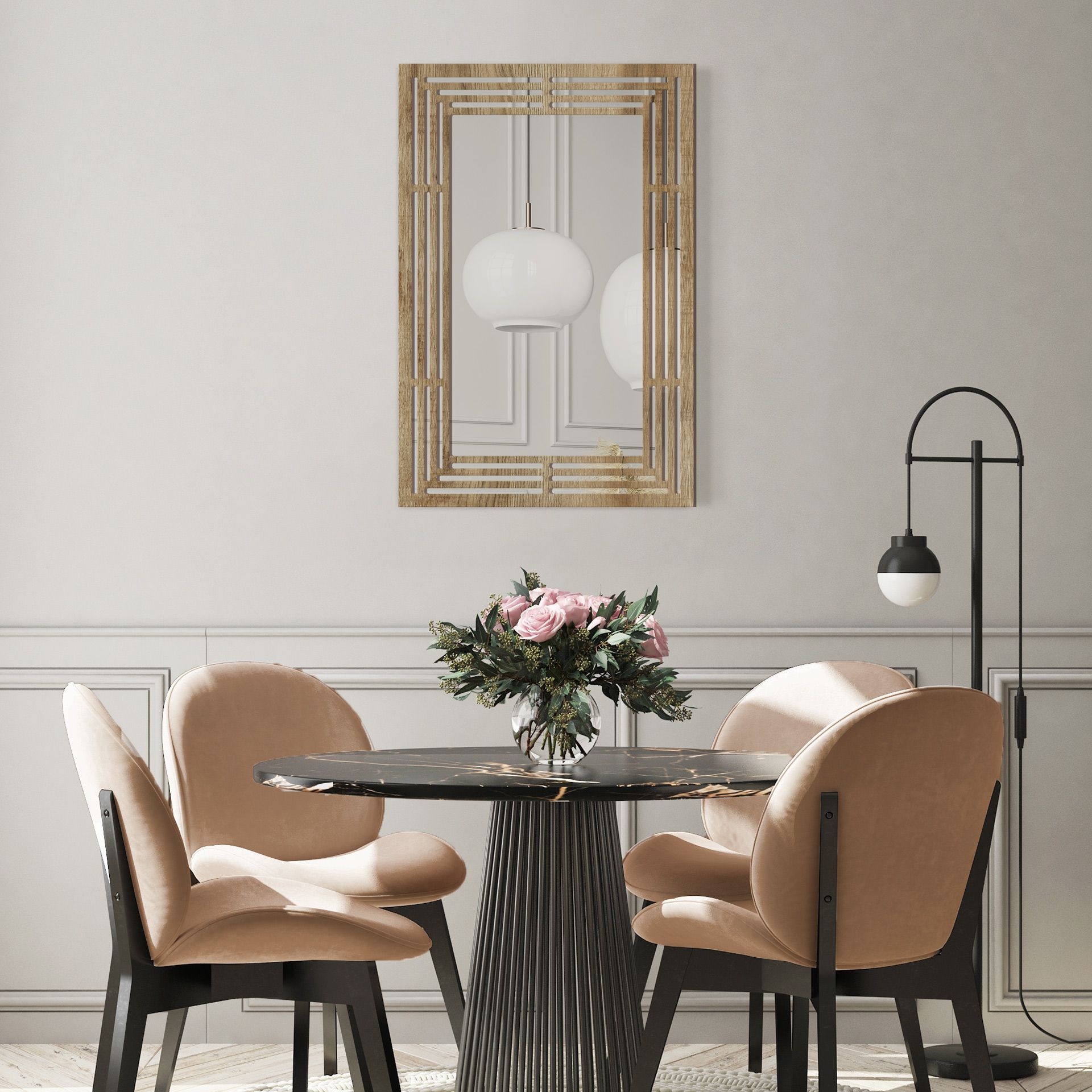 Styler Ornament Irene lustro prostokątne 60x40 cm drewno LU-12317 - Wysyłka w 24h