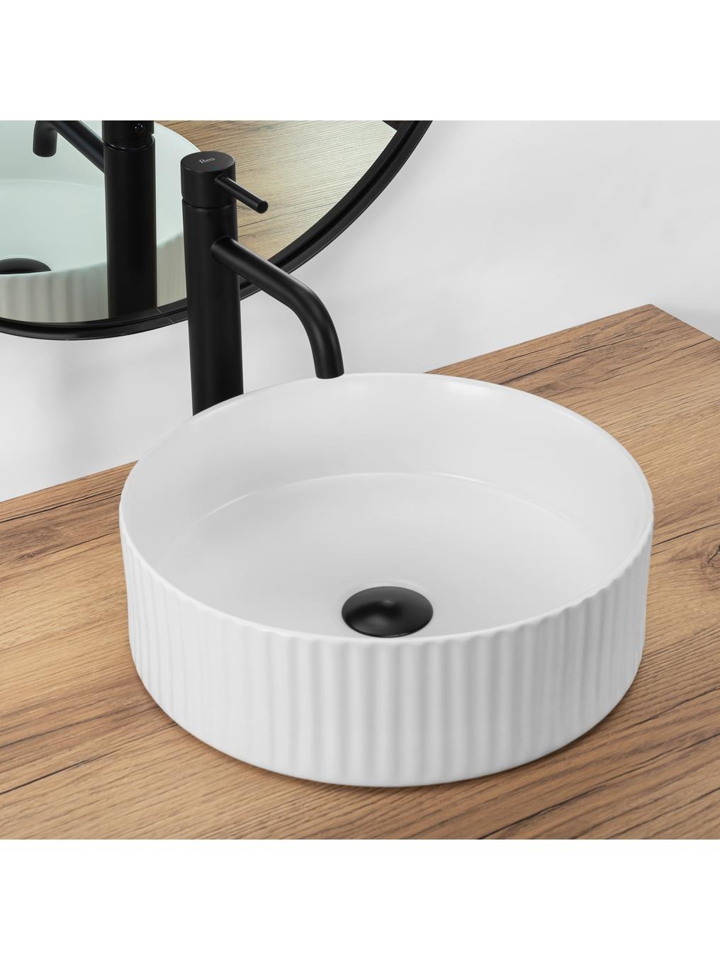 Rea delia umywalka 36x36 cm okrągła nablatowa biała REA-U0601