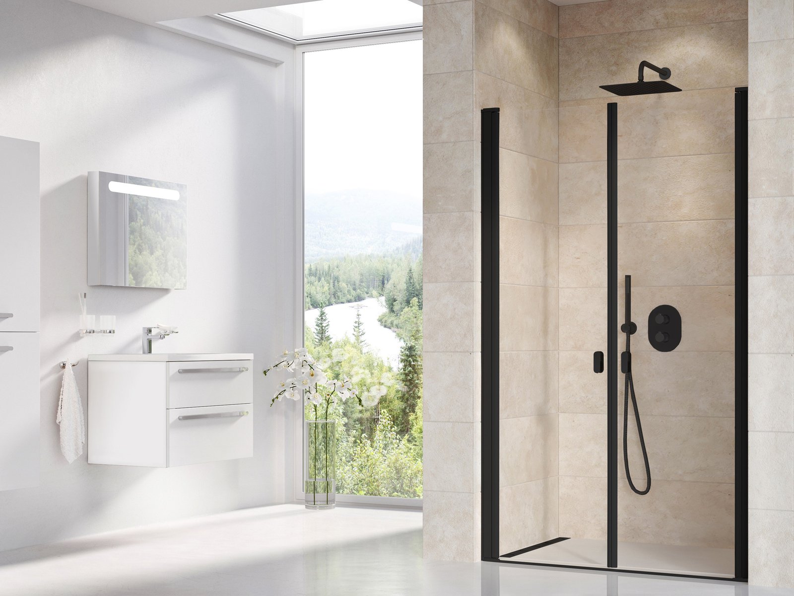 Ravak Chrome CSDL2-100 drzwi prysznicowe 100 cm wnękowe czarny/szkło przezroczyste 0QVAC30LZ1