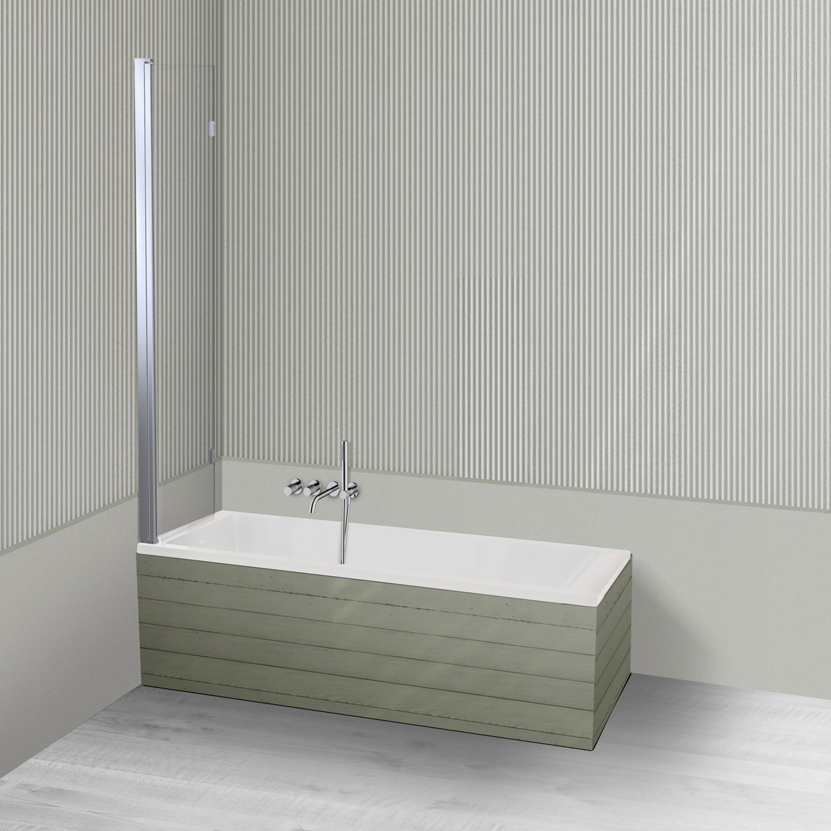 Oltens Langfoss Sela zestaw wanna prostokątna 150x70 cm akrylowa biały mat z parawanem nawannowym 115 cm 2-częściowy chrom 18001900 - Wysyłka w 24h